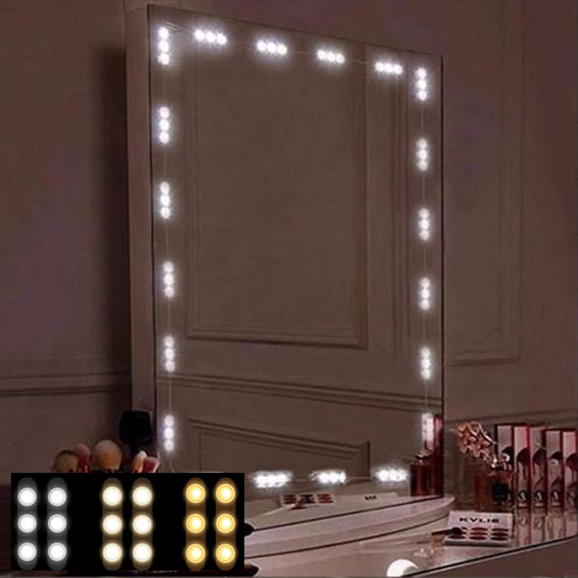 LED-Lichtspiegel 3 Farbtemperatur-Schminktisch Leuchte,10 Helligkeit LED-Lichtleiste