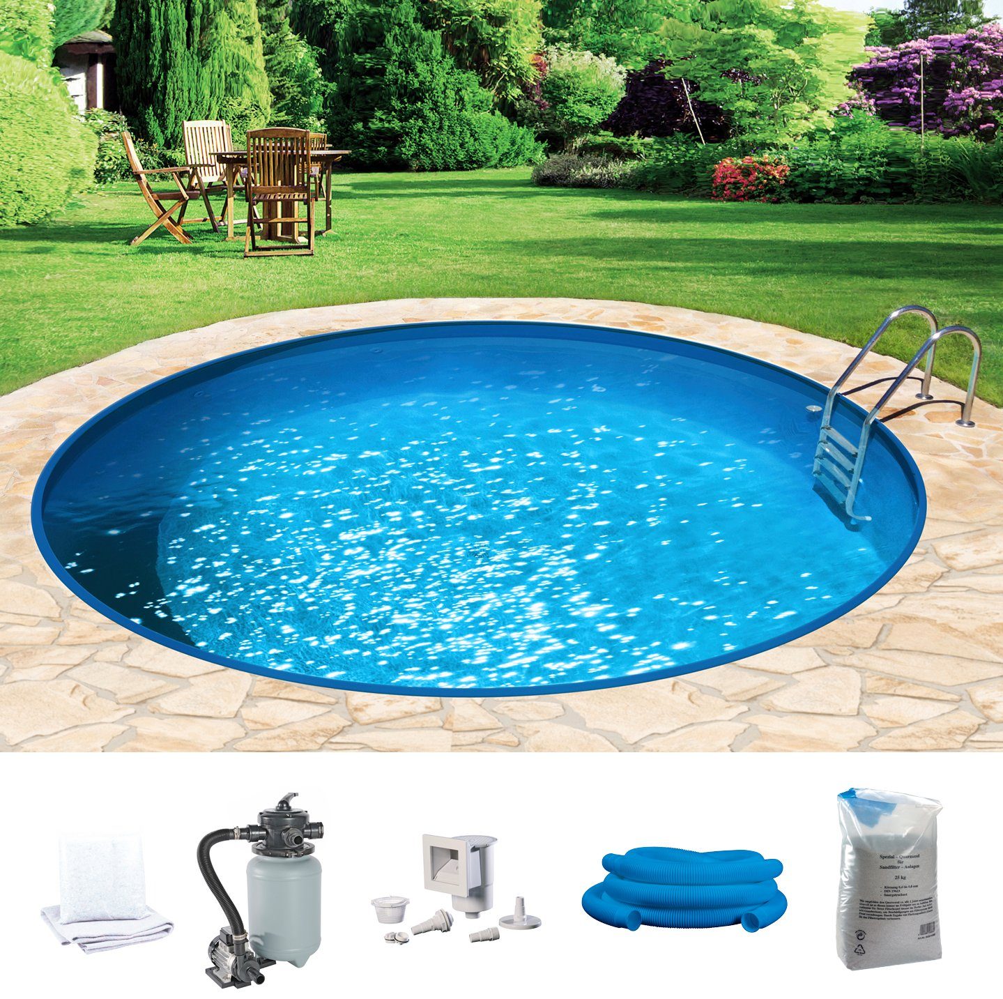 KONIFERA Rundpool HOLIDAY 5 (Komplett-Set, 6-tlg), Höhe 120 cm, in verschiedenen Größen