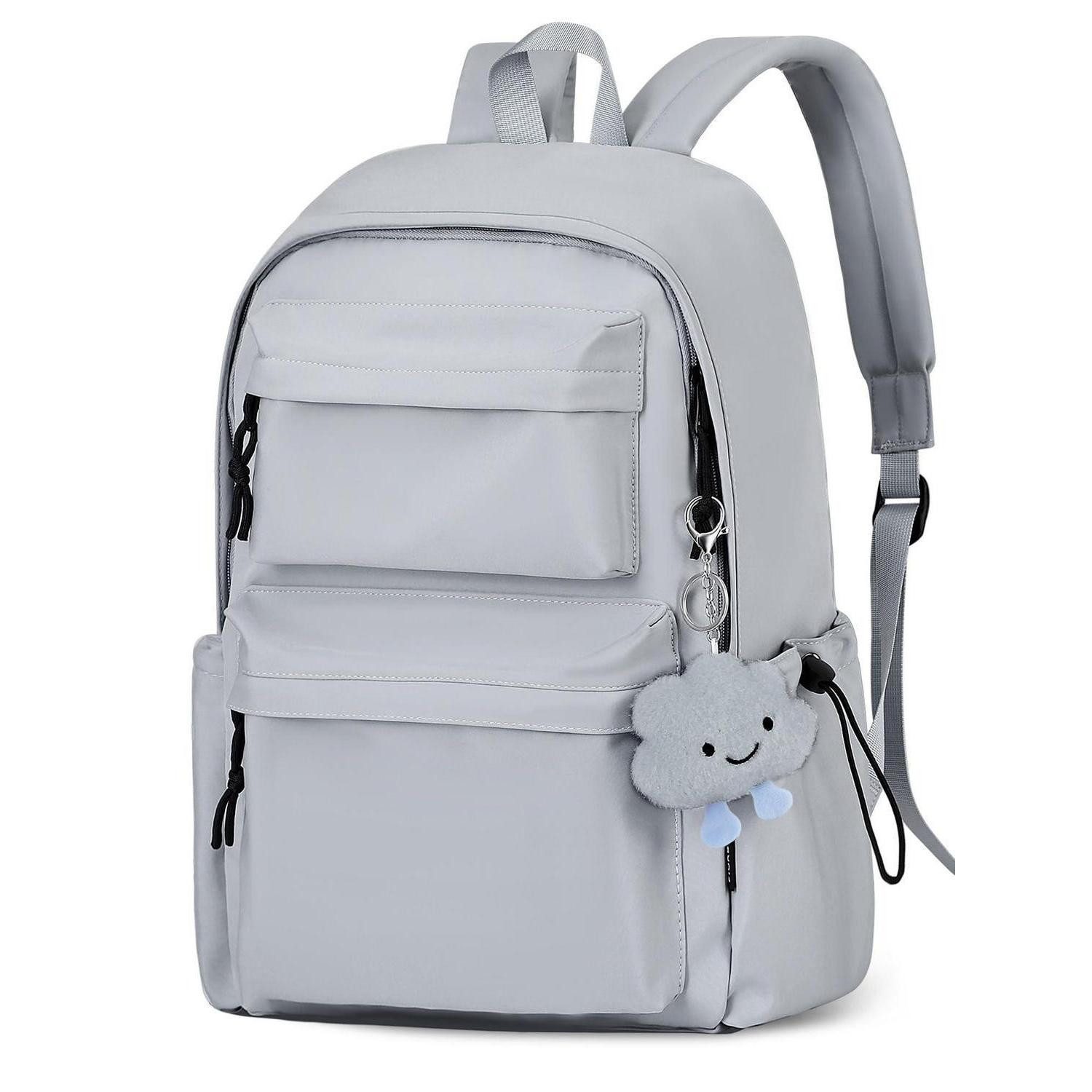 LuxusKollektion Schulrucksack Rucksack Mädchen Jungen 15,6 Laptop Grau Hellgrau
