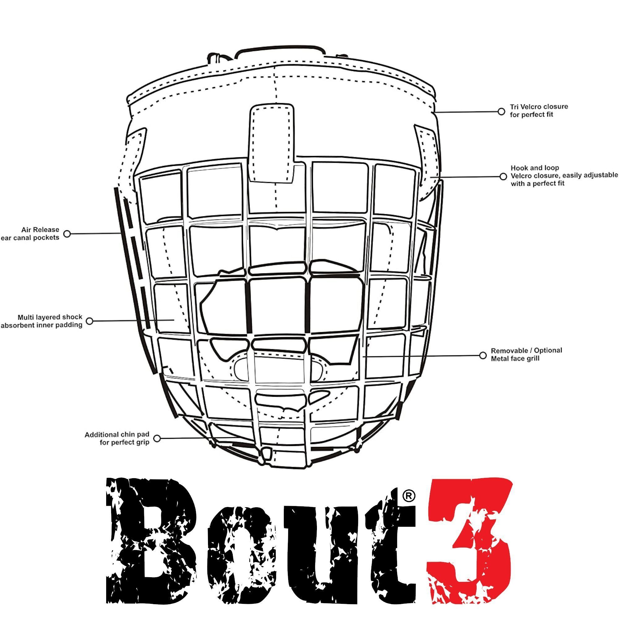 BOUT3 Kopfschutz Boxen MMA BOUT3® Kopfschutz Krav Weiß für Helm MAGA