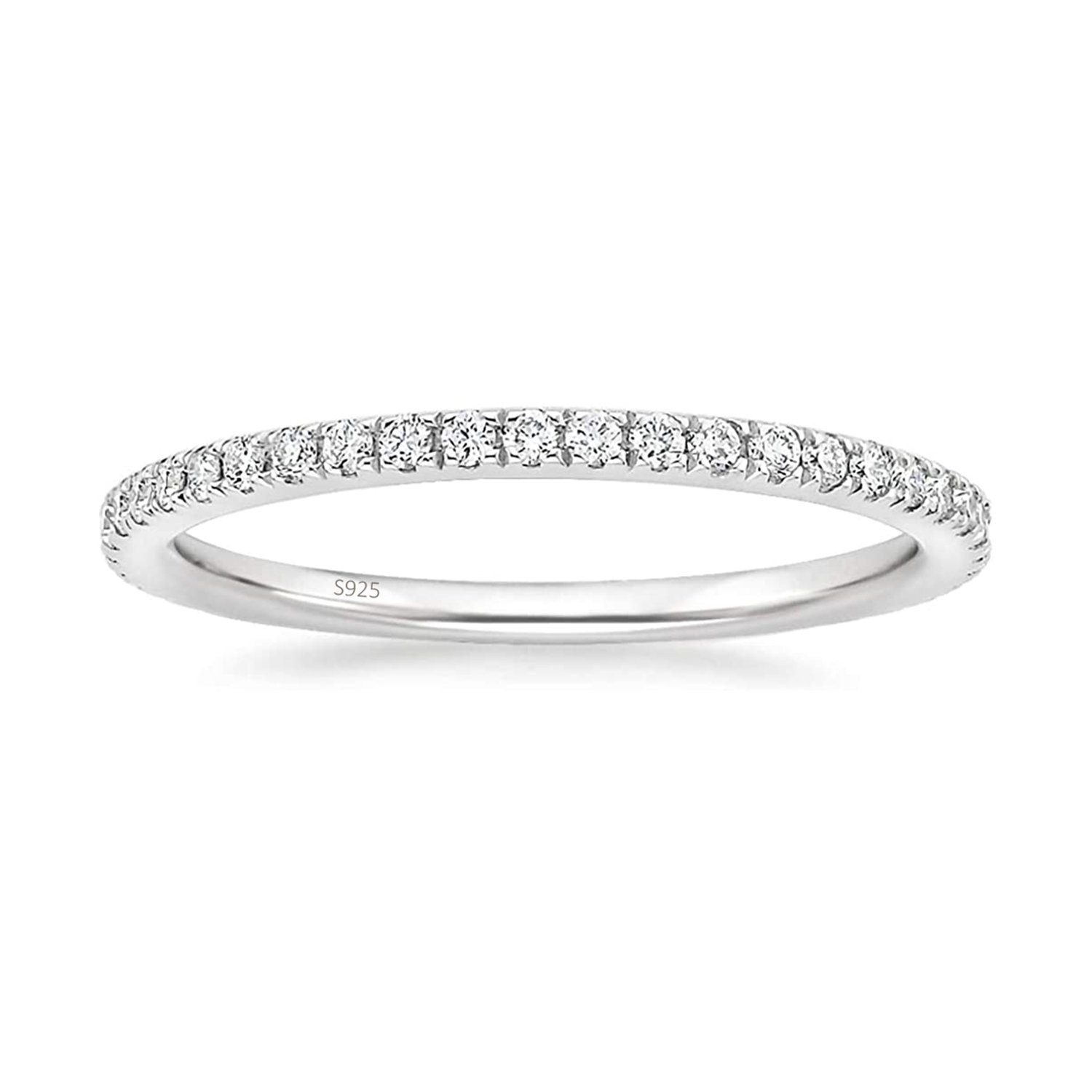 Silberring Eternity Ring 925 Sterlingsilber mit Zirkonia Steinen Schmal Damenring