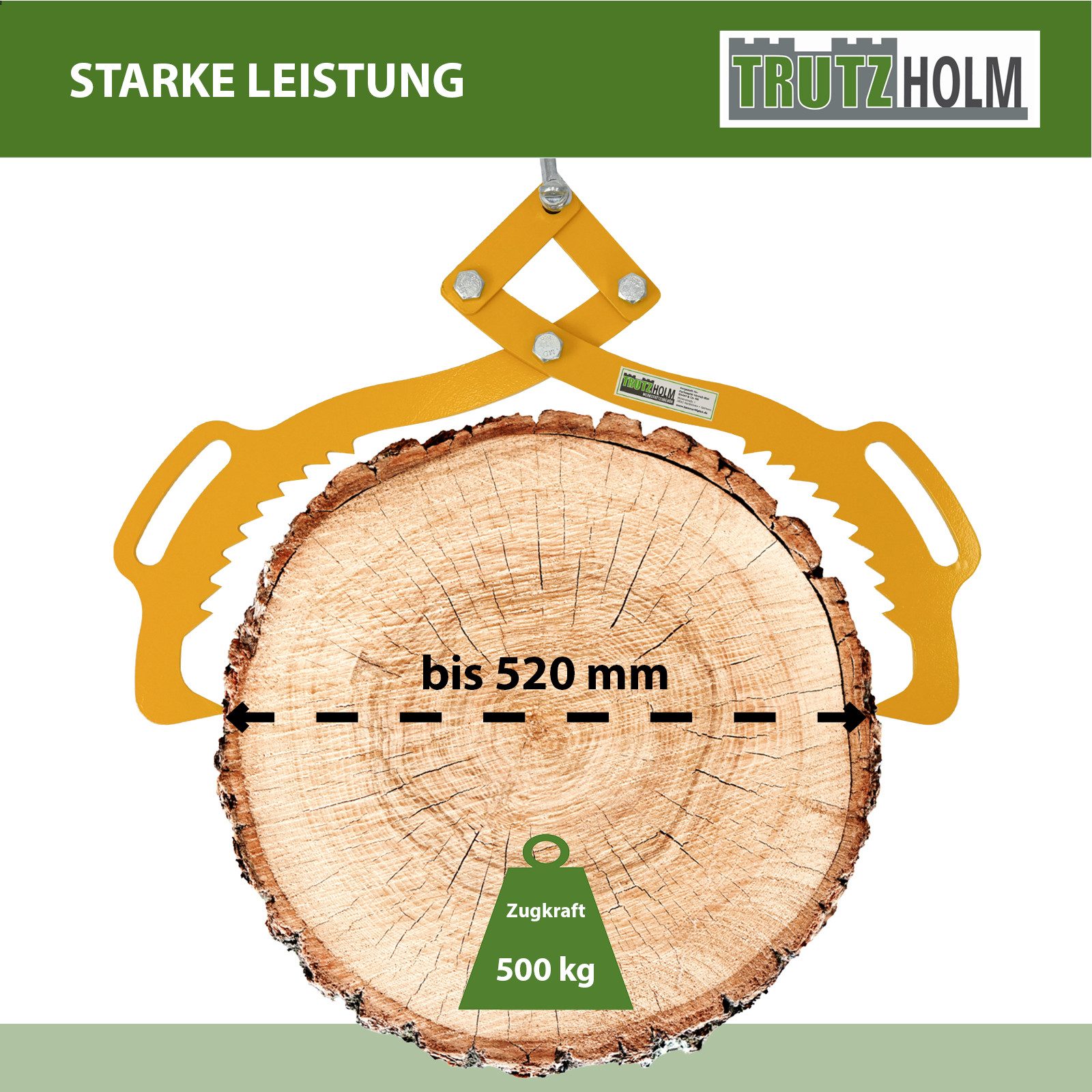 TRUTZHOLM Verladezange Forstzange 500 kg Zugkraft für Baumstämme bis 520 mm Rückezange, -], Stahl