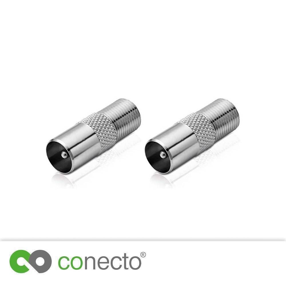 conecto IEC-Koax-Stecker, Adapter auf SAT-Kabel Antennen-Adapter, F-Buchse conecto zum