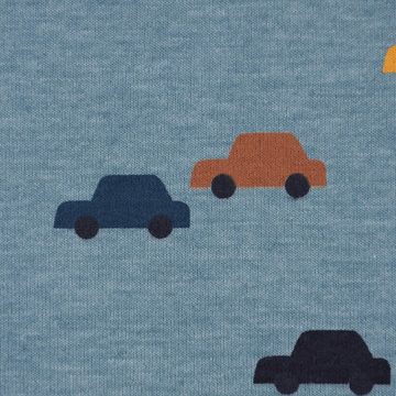 SCHÖNER LEBEN. Stoff Jerseystoff Melange Autos CARS blau bunt 1,48m Breite, allergikergeeignet