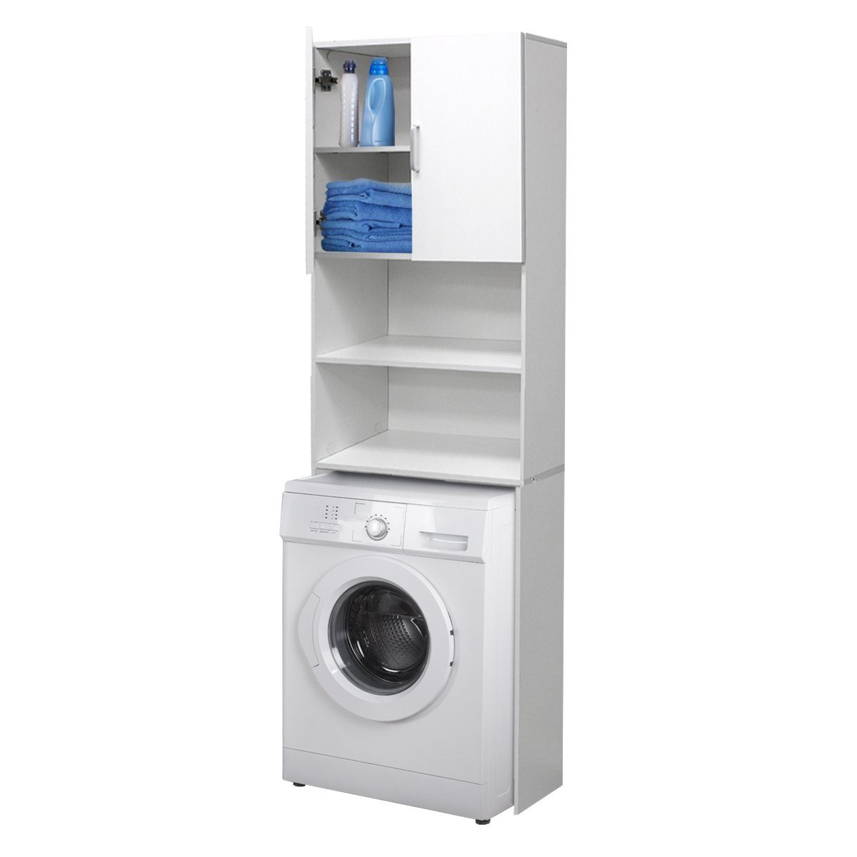 ECD Germany Waschmaschinenumbauschrank Waschmaschinenschrank 190 x 62.5 cm, weiß