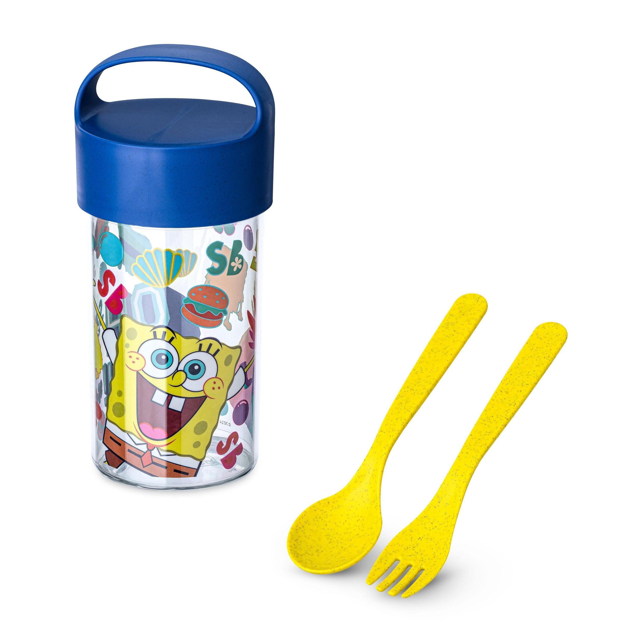 KOZIOL Lunchbox Snackpot Buddy, (Set, Snackpot 500ml, Besteckset 2tlg), mit integriertem Besteckset