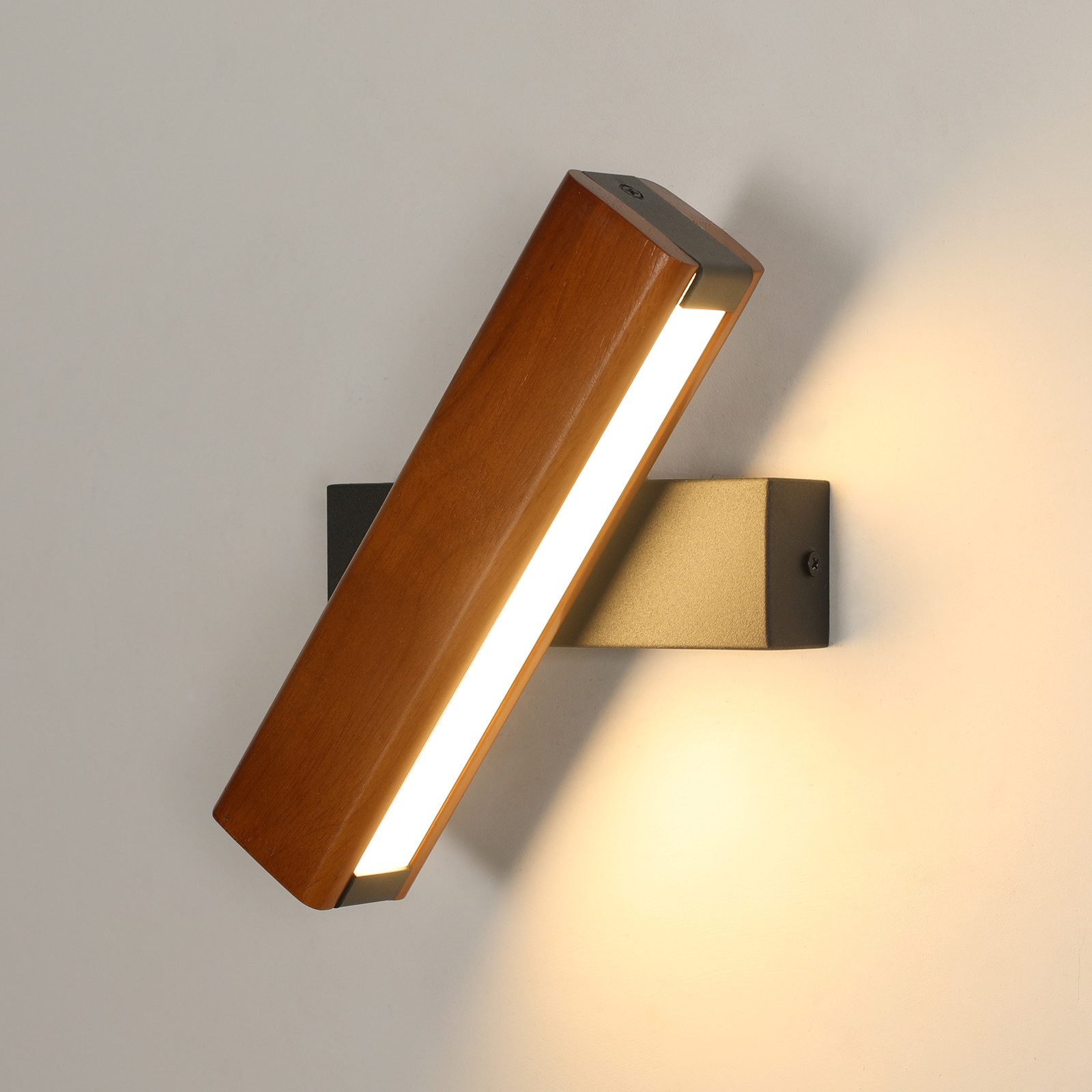 Goeco Wandleuchte Rechteckige Holz-Wandlampe, 4W, Ra=80, 220V, 21x5x8cm, LED fest integriert, warmes Licht