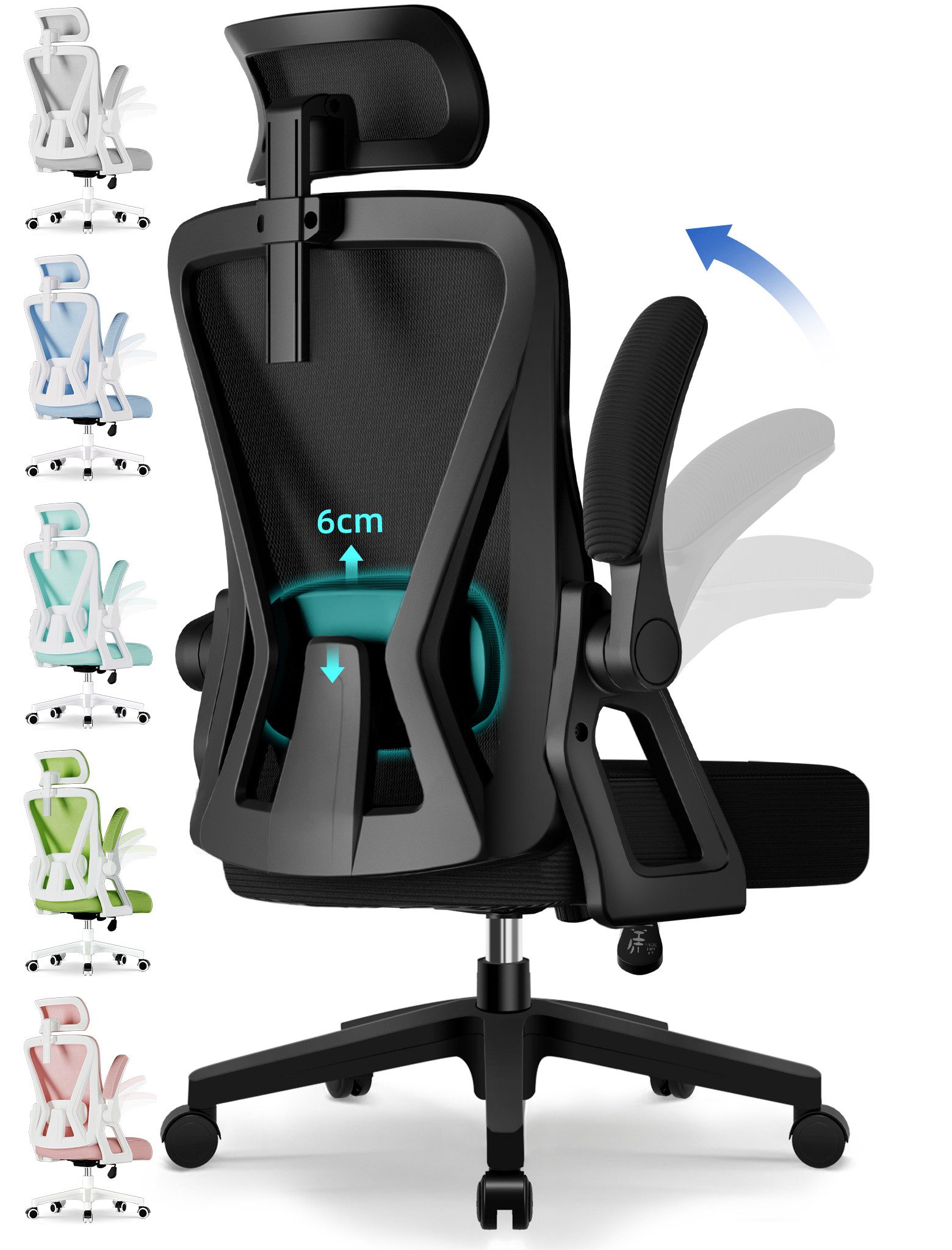 Adormii Bürostuhl Ergonomischer Bürostuhl mit klappbaren Armlehnen und Rück günstig online kaufen