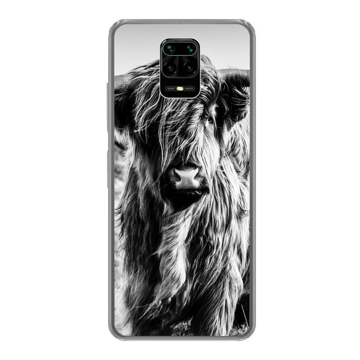 MuchoWow Handyhülle Schottischer Highlander - Natur - Kuh - Schwarz - Weiß Phone Case Handyhülle Xiaomi Redmi Note 9 Pro Silikon Schutzhülle