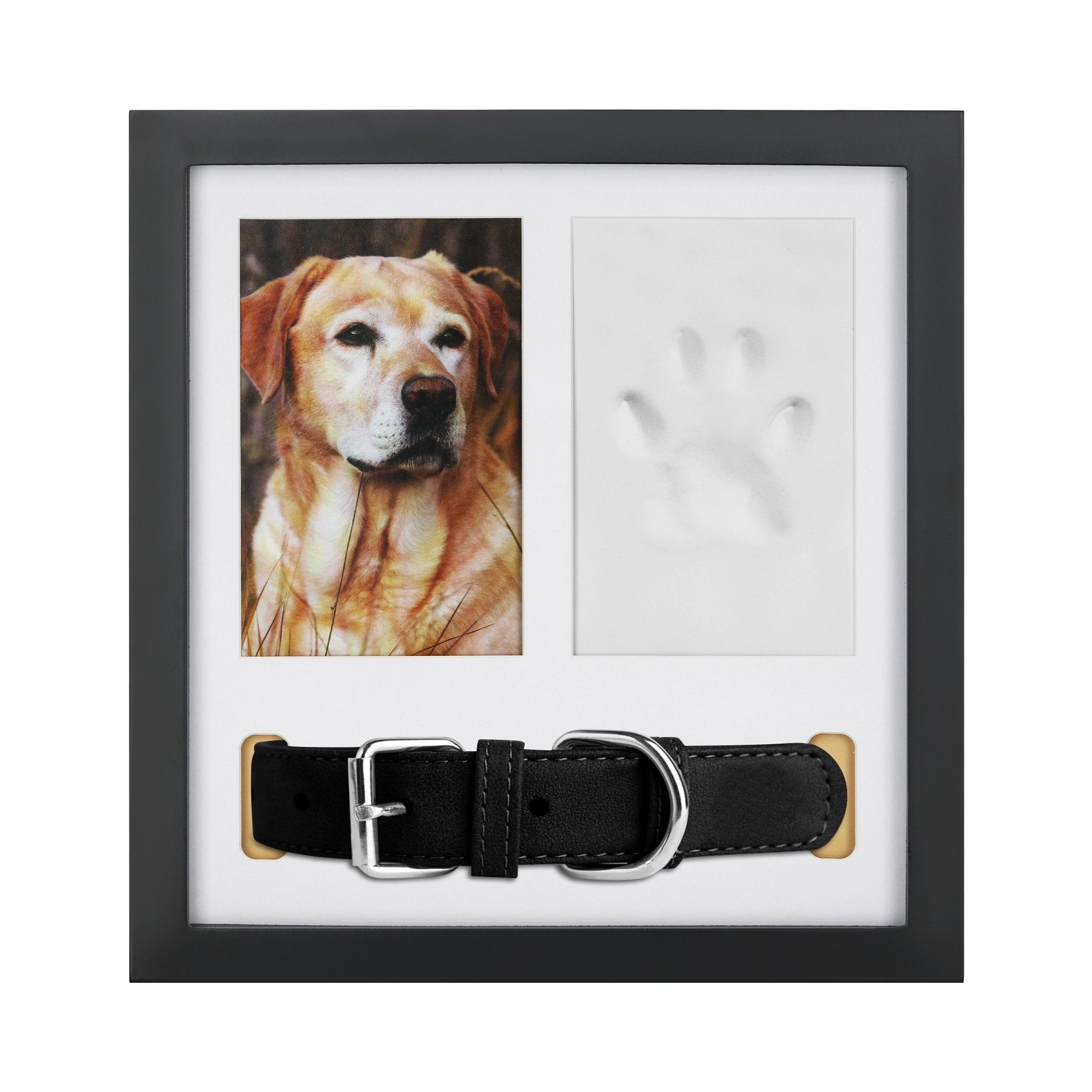 Navaris Bilderrahmen zum Basteln 3in1 Pfotenabdruck Set Hund - Foto Halsband Hundepfoten Abdruck | Bilderrahmen