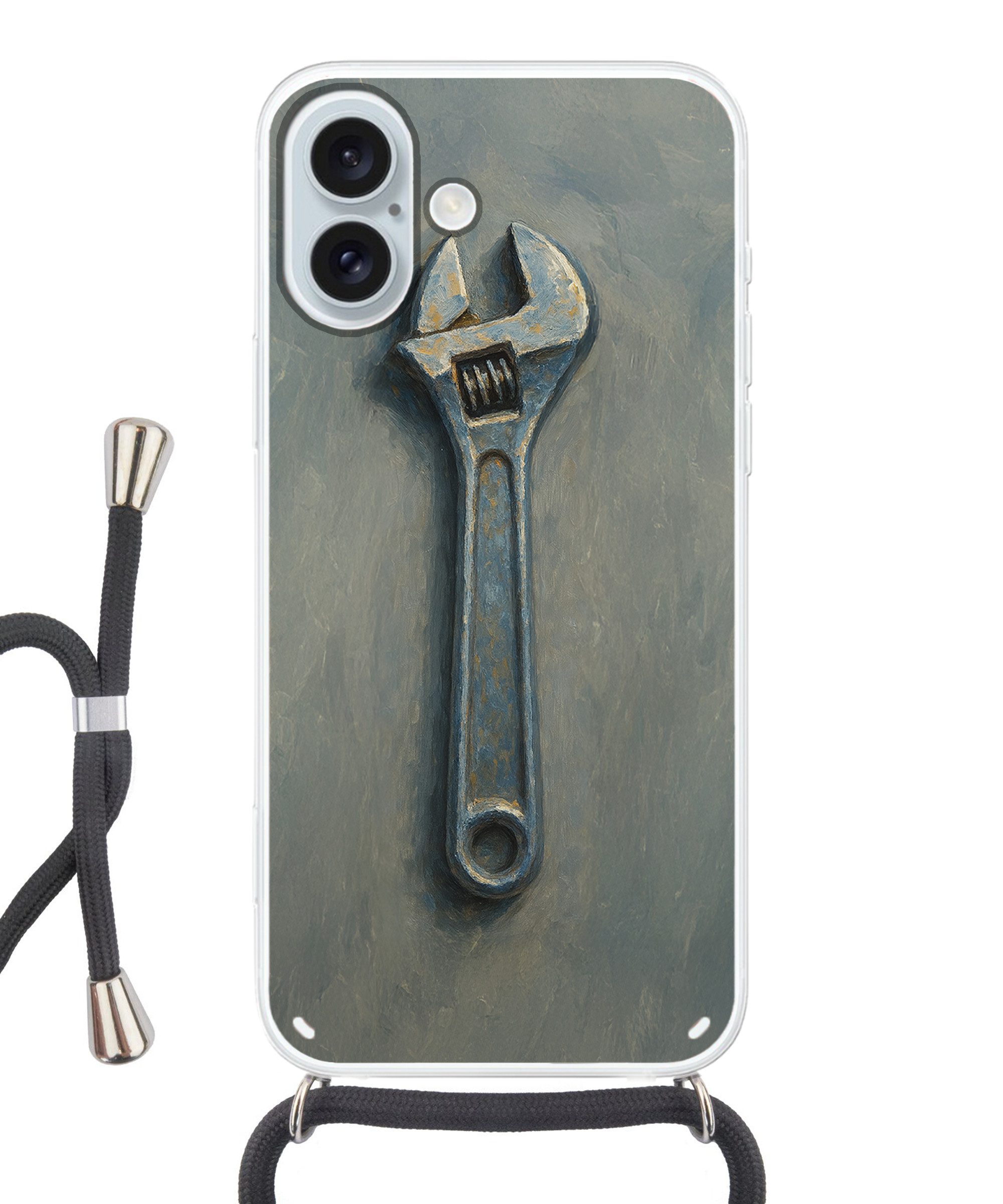 MuchoWow Handyhülle für Apple iPhone 16 Plus Schraubenschlüssel - Werkzeuge - Farbe, Tragbare Handyhüllen mit Kette zum umhängen, Handykette Handyband