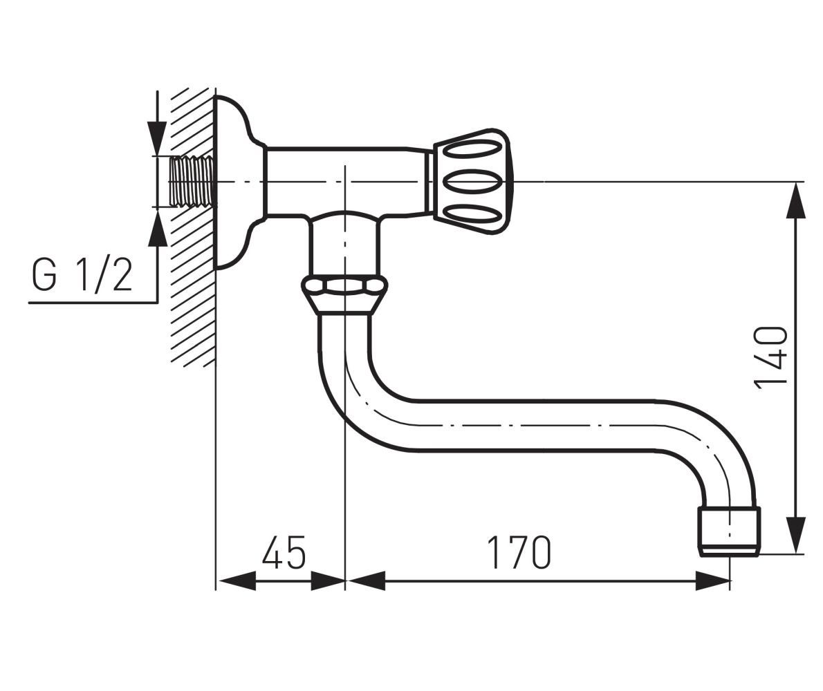 Ferro Waschtischarmatur STANDARD Kaltwasser Wand-Ventil, Wandarmatur, günstig online kaufen