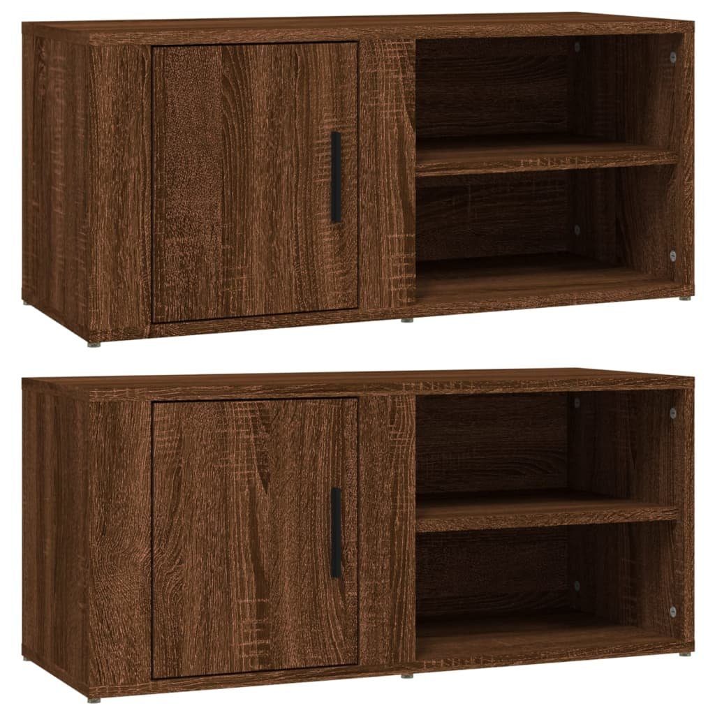 furnicato TV-Schrank TV-Schränke 2 Braun Stk. 80x31,5x36 Holzwerkstoff Eiche cm