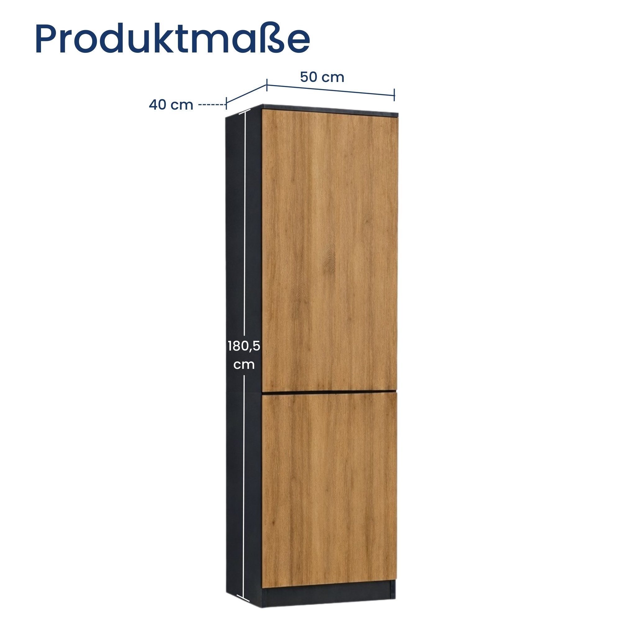 Home Collective Kleiderschrank Garderobenschrank Mehrzweckschrank Schrank platzsparend & vielseitig (50x40x180,5 cm (BxTxH), ideal für Schlafzimmer Flur & Arbeitszimmer) mit 2 Türig & 5 Einlegeböden in anthrazit-eiche