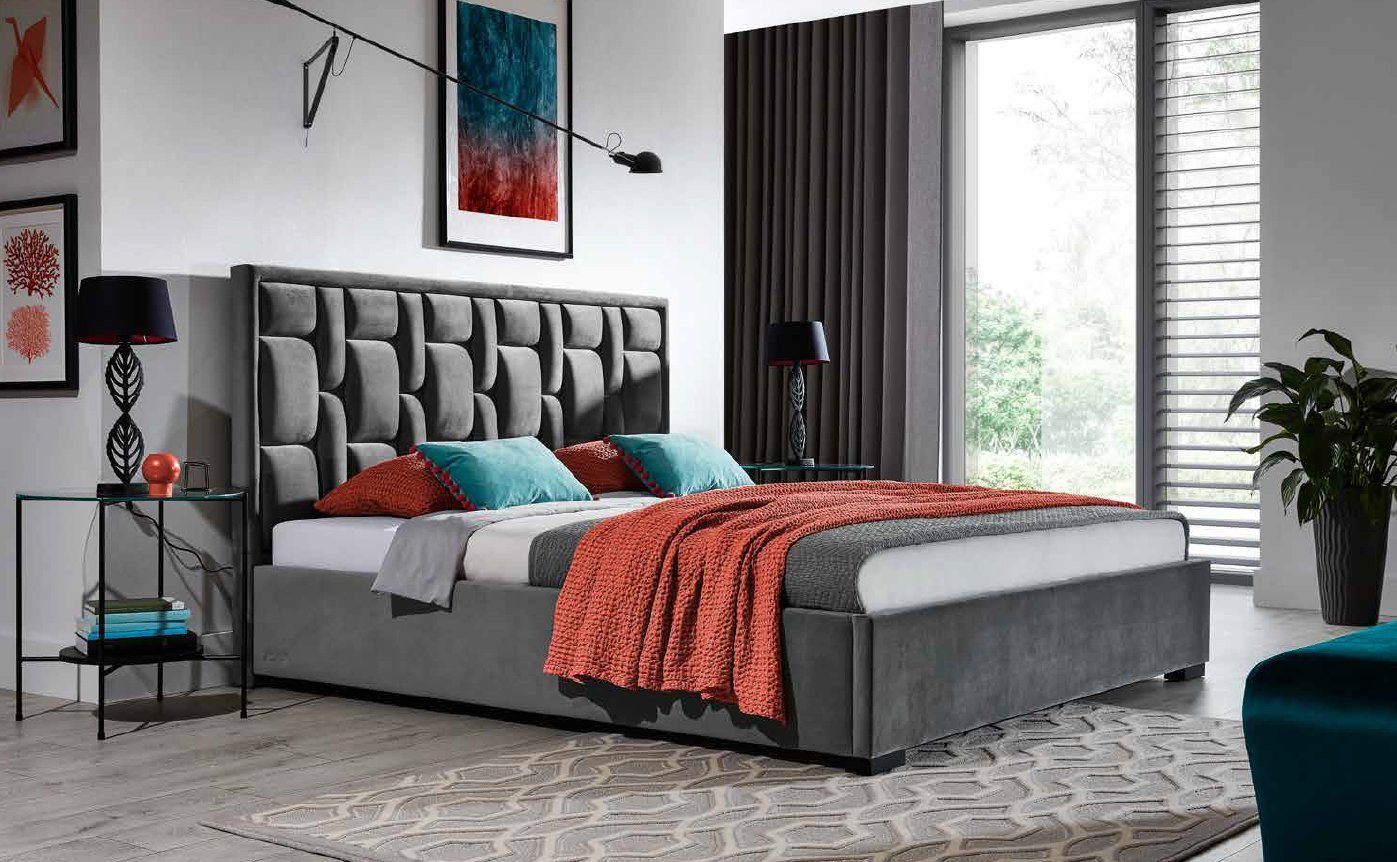 Betten JVmoebel Design Bett Polster Doppel Velvet Luxus Bett, Samt Chesterfield