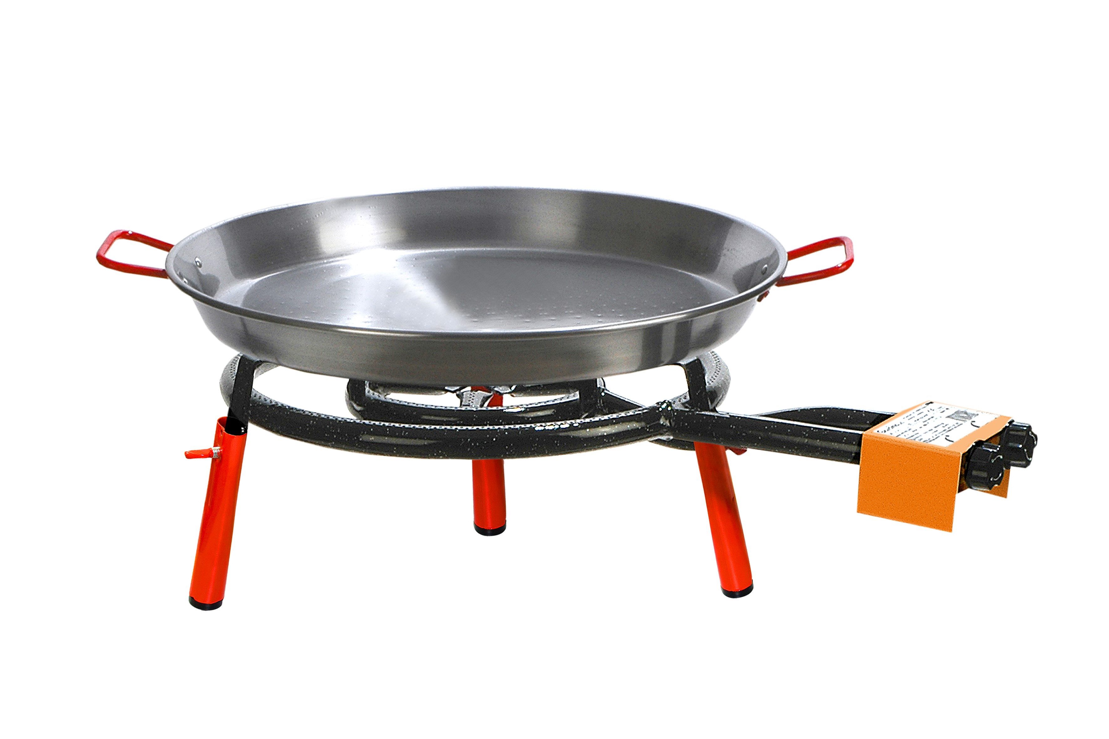 Garcima Paellapfanne Paella Grill Set Valencia mit Kelle und Gasanschluss - 12 Rationen