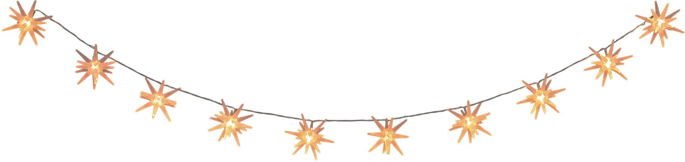 näve LED-Lichterkette mit 3D-Sternen, Weihnachtsdeko, Batteriebetrieb, 10-flammig, mit Timer, aus Kunststoff, in weiß gefrostet Länge ca. 165 cm