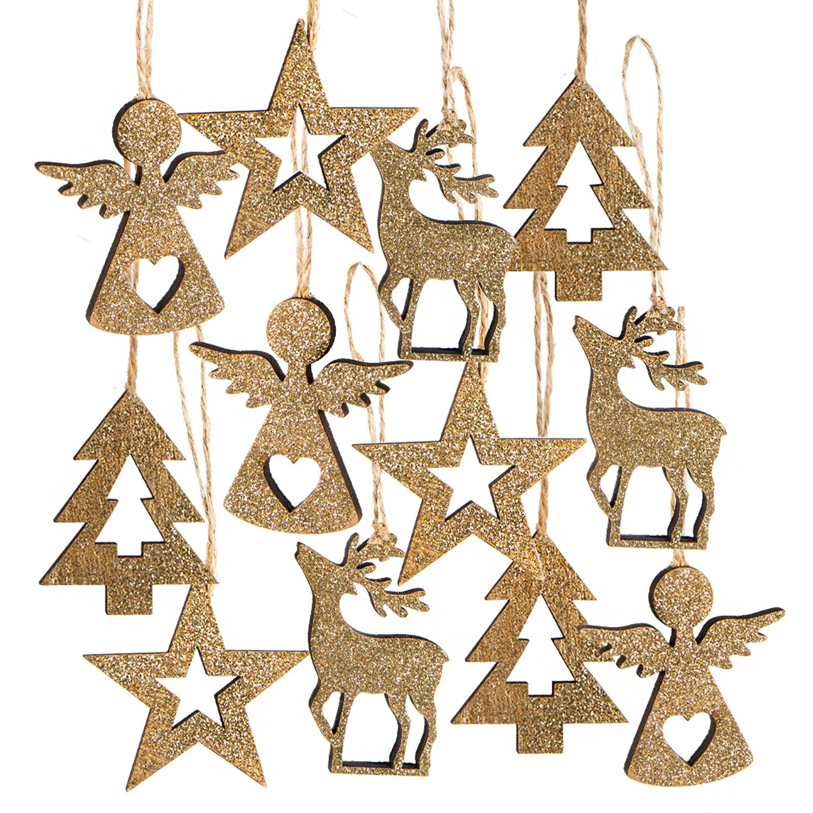 Logbuch-Verlag Dekofigur 12 goldene Holzanhänger mit günstig online kaufen