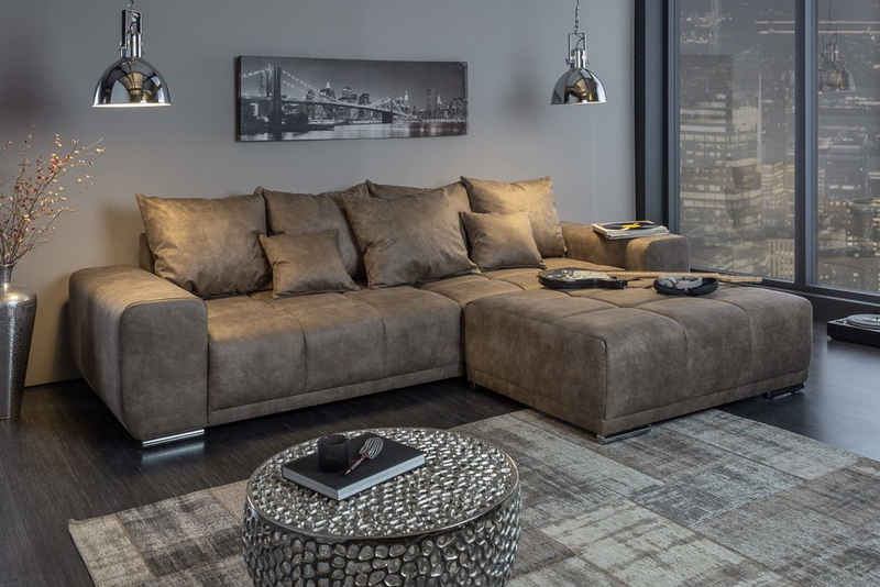 riess-ambiente Big-Sofa ELEGANCIA 285cm taupe, Einzelartikel 1 Teile, XXL Couch · Microfaser · mit Federkern · inkl. Kissen · Design
