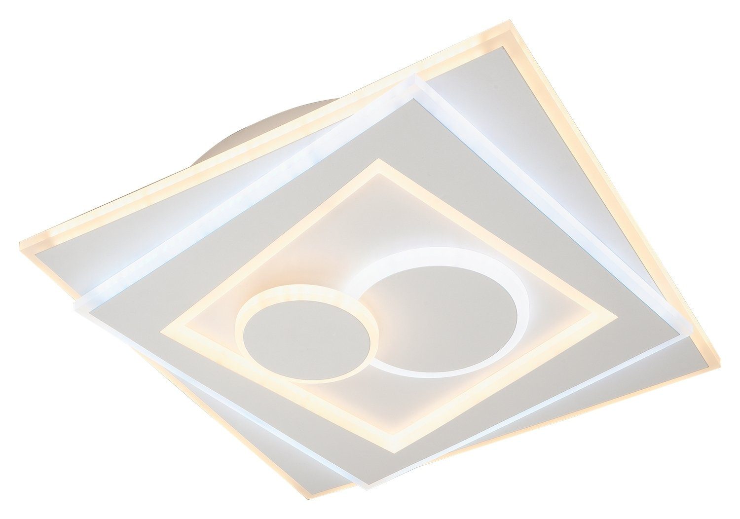 MONDO LED Deckenleuchte STAIRS, 1-flammig, B 53 x T 53 cm, Anpassung der Farbtemperatur, Dimmfunktion, Nachtlichtfunktion, LED fest integriert, Warmweiß, LED Deckenlampe