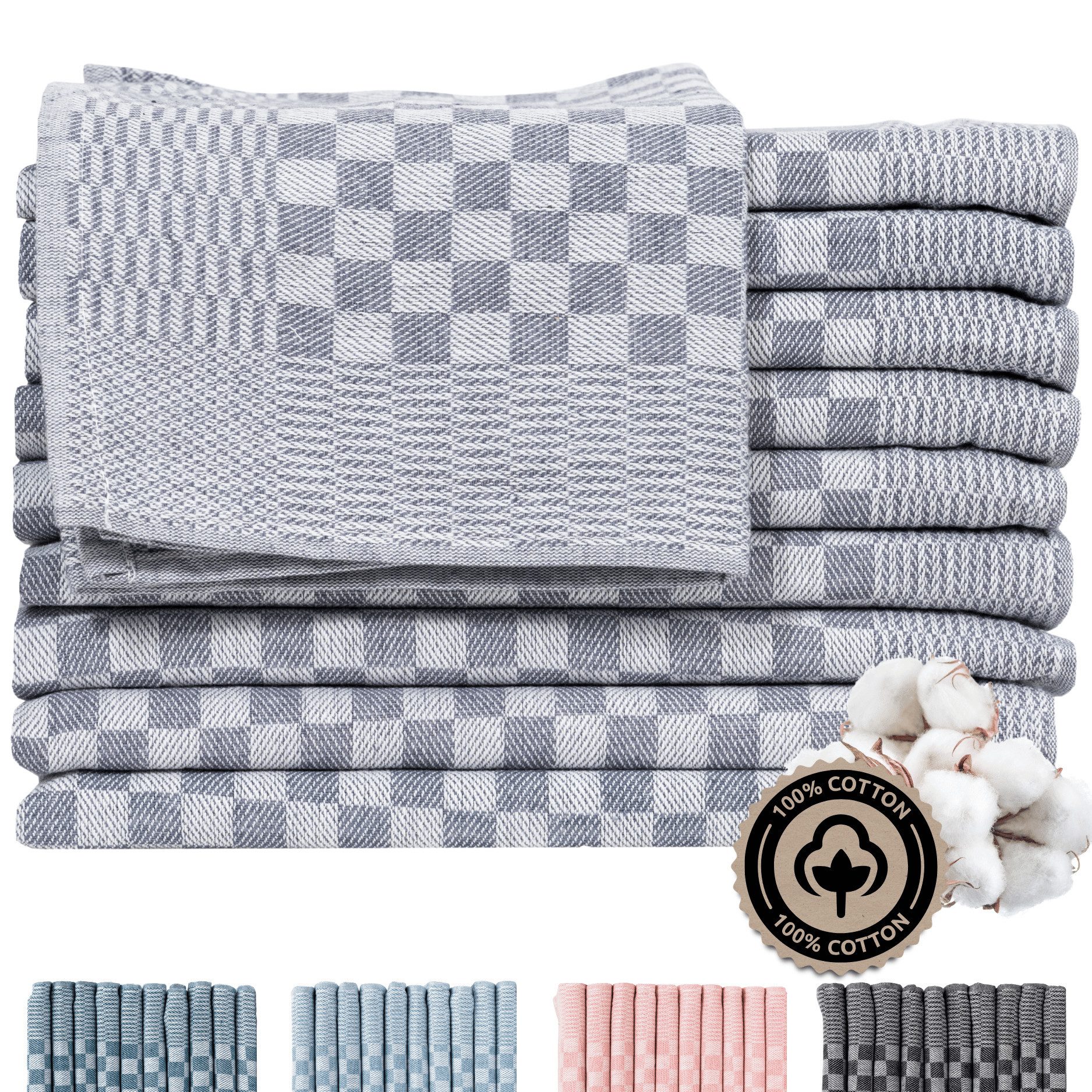 Geschirrtuch Zwirn-10er Set Grubenhandtücher 50x70 cm 100% Baumwolle Grubentücher