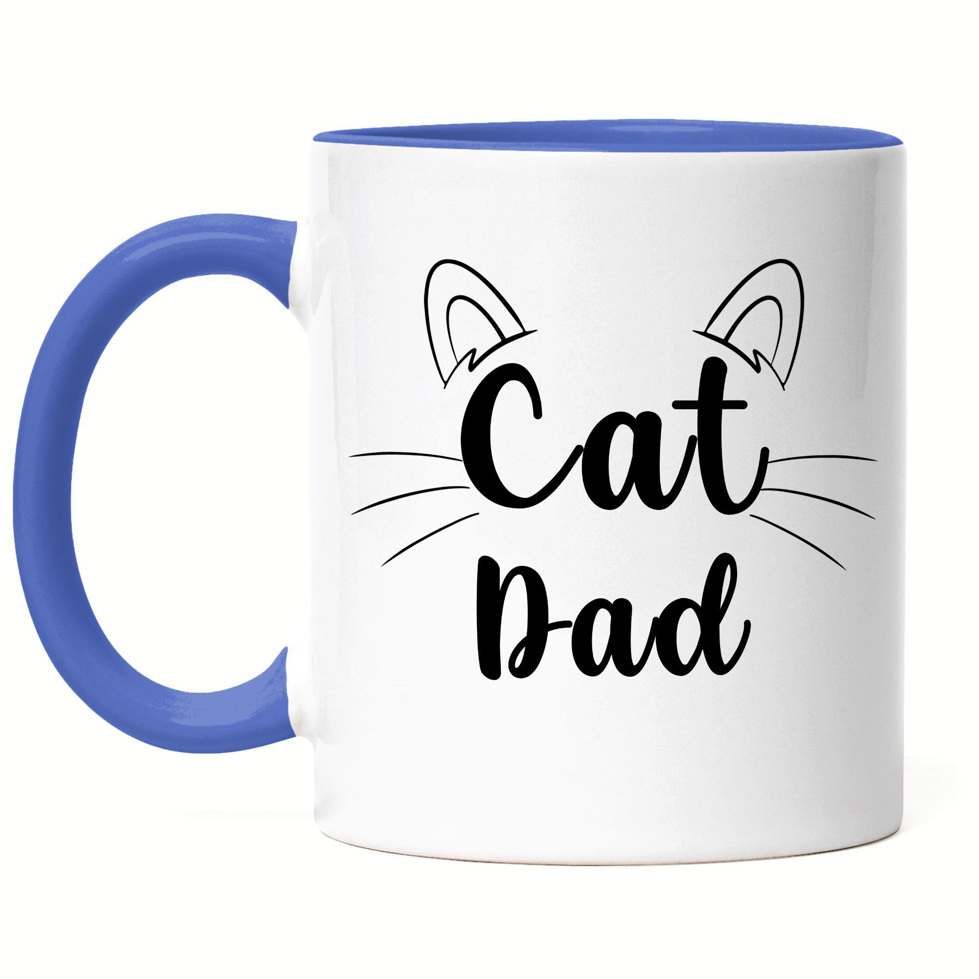 Hey!Print Tasse Cat Dad Tasse Katzen-Papa Geschenk Katzenliebhaber Katzenbesitzer Katzen Kätzchen Kaffeetasse, Keramik Blau