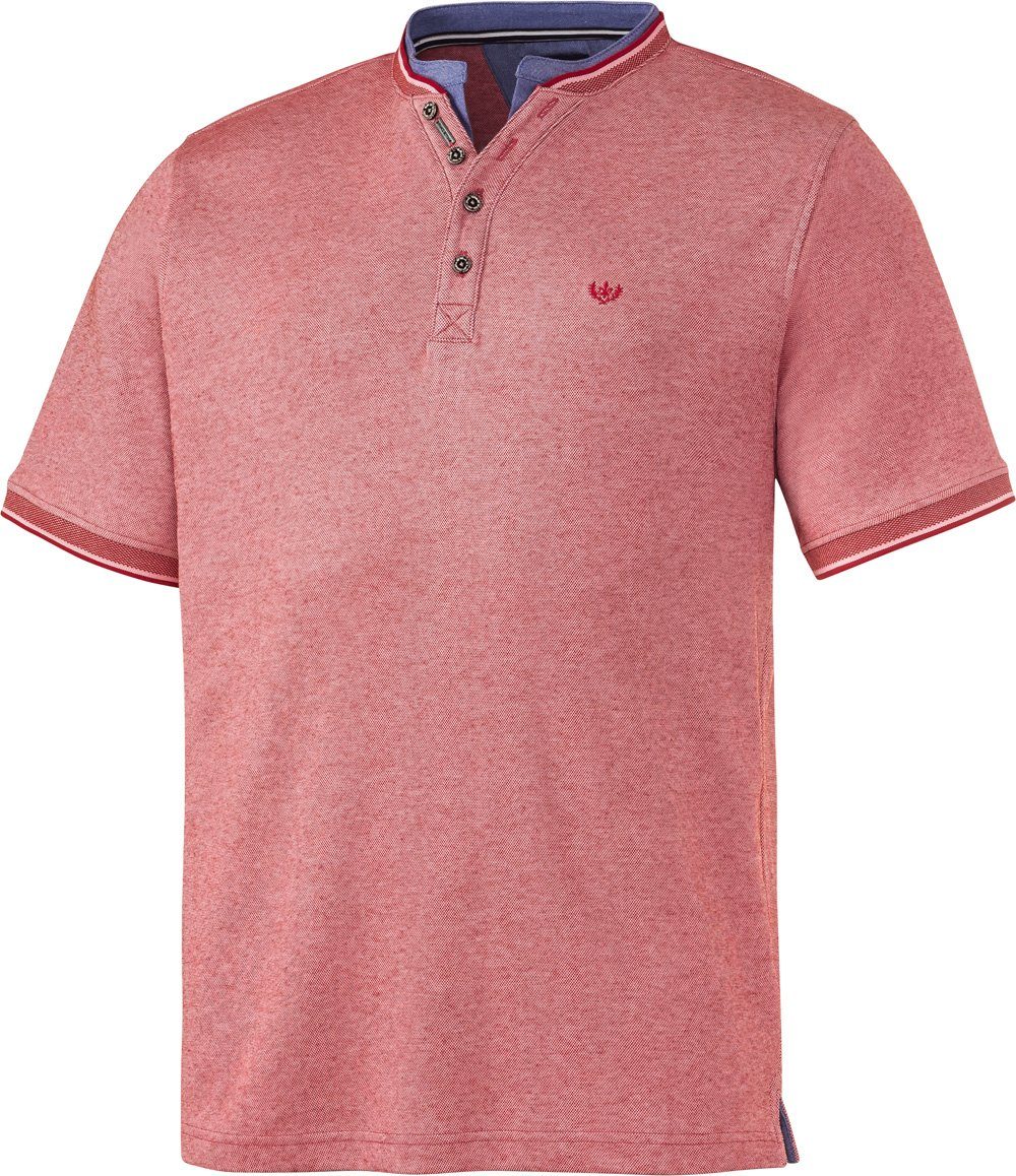 Franco Bettoni Kurzarmshirt sportlich-elegantes Serafino-Shirt rot