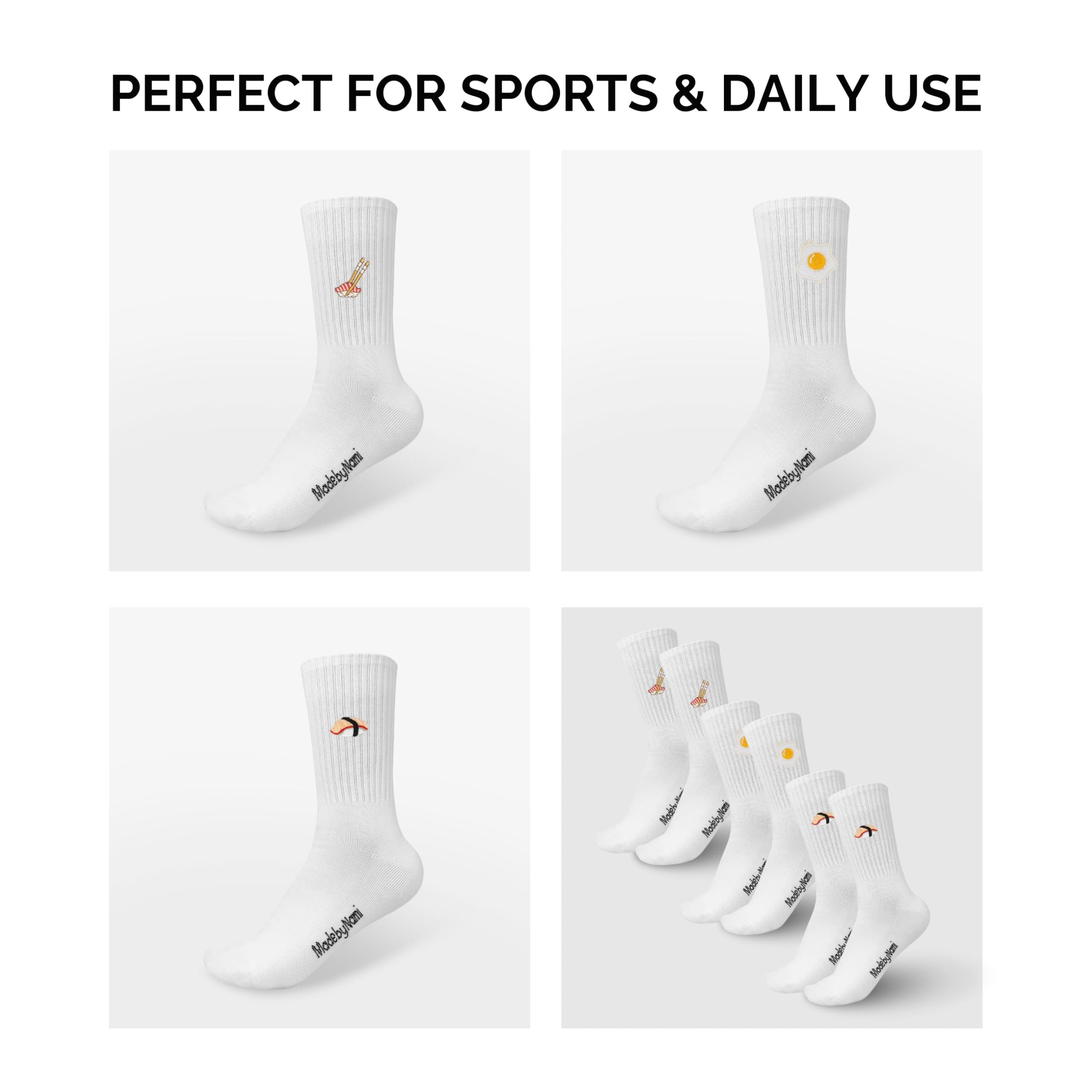 Made by Nami Socken 3 Paar Lustige Socken Damen & Herren mit Motiv im Set (Set, 3 Paar) Festival Accessoires, Motiv Food Sushi