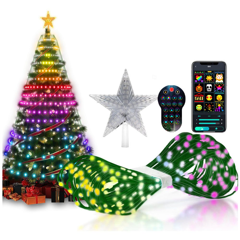 LED-Lichterkette LED-Lichterkette Weihnachtsbaum-Spitze Stern Lichterkette