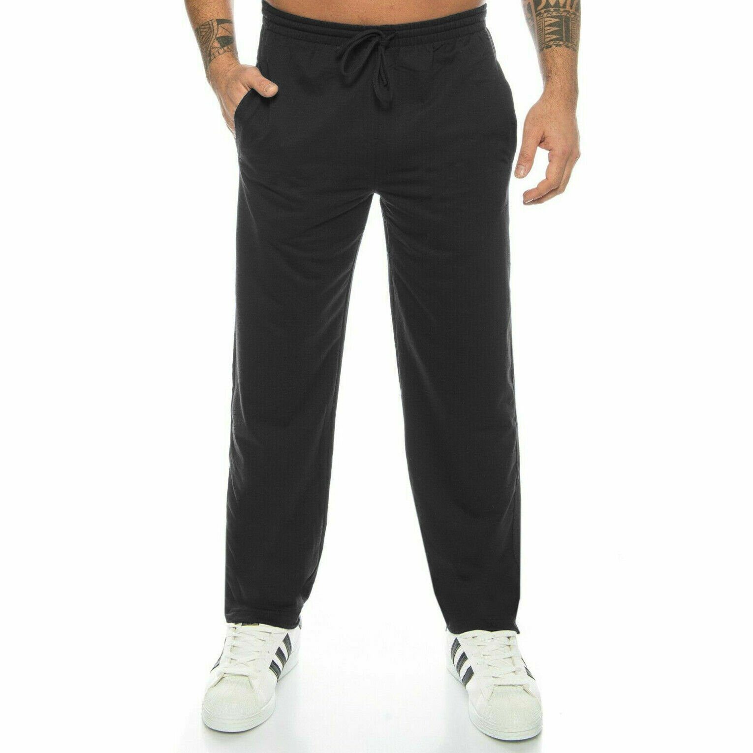 Jogginghose Jogginghose Sporthose Winter leicht Fleece mit Schwarz Thermo Collection Kendindza Streifen, Warm Baumwolle Jogger Sport gefüttert Trainingshose