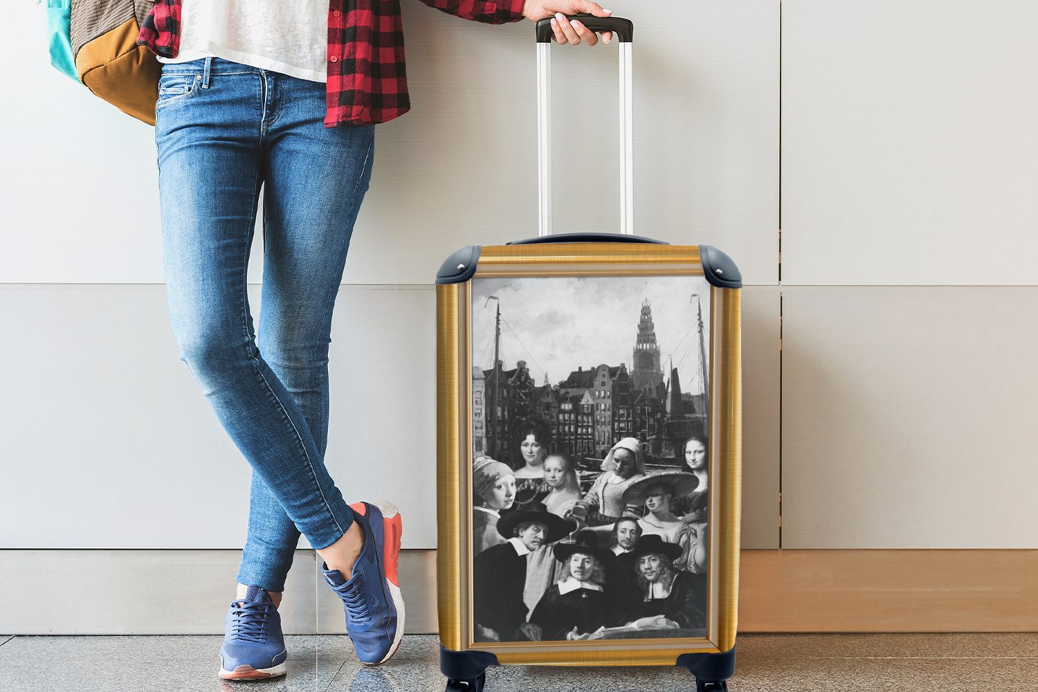 MuchoWow Handgepäckkoffer Kunst - Gold, rollen, Ferien, - Maler Handgepäck Reisekoffer - Liste Trolley, 4 mit Rollen, für Reisetasche