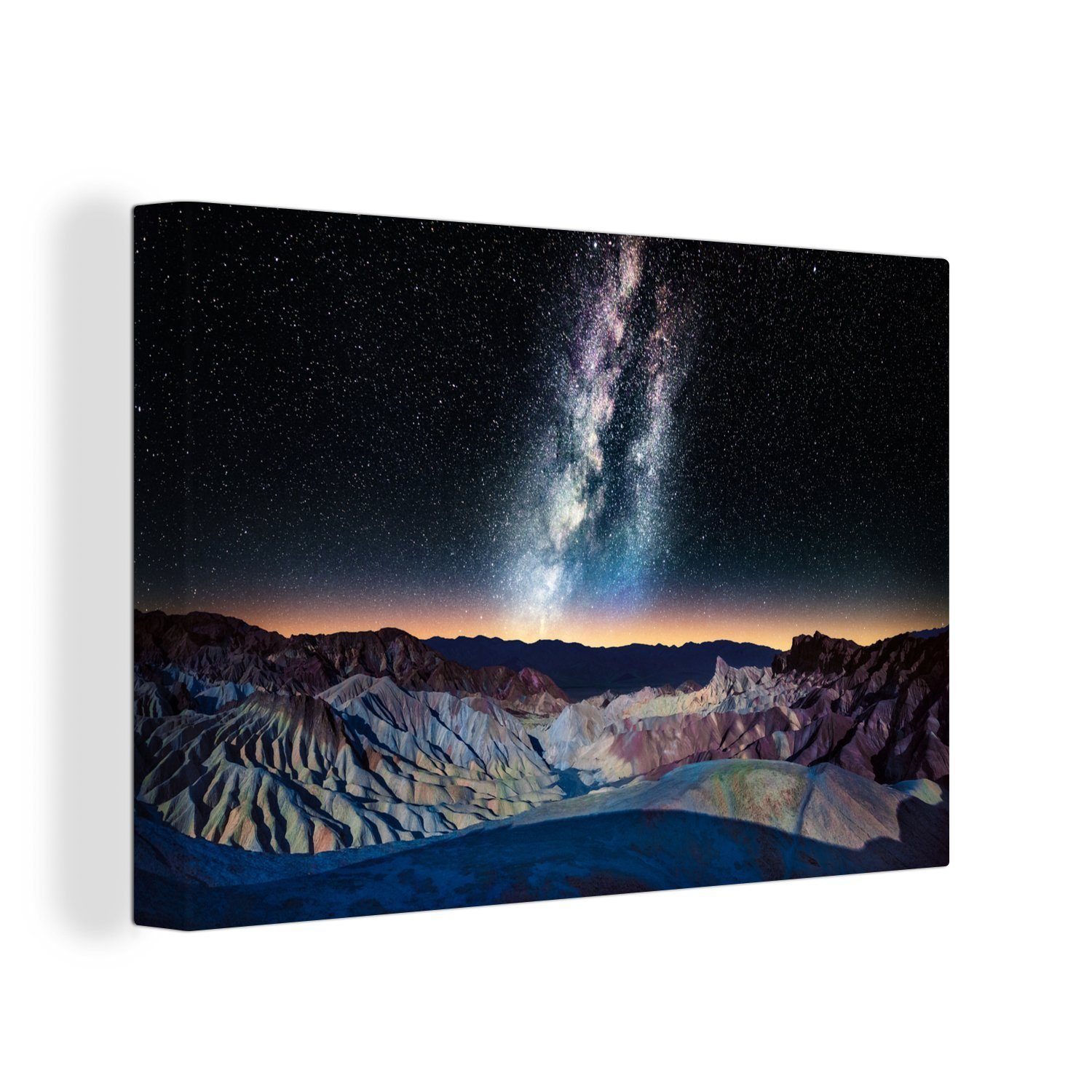 OneMillionCanvasses® Leinwandbild Milchstraße über Wanddeko, 30x20 St), Sonnenuntergang, Wandbild Leinwandbilder, (1 bei Aufhängefertig, cm Berglandschaft