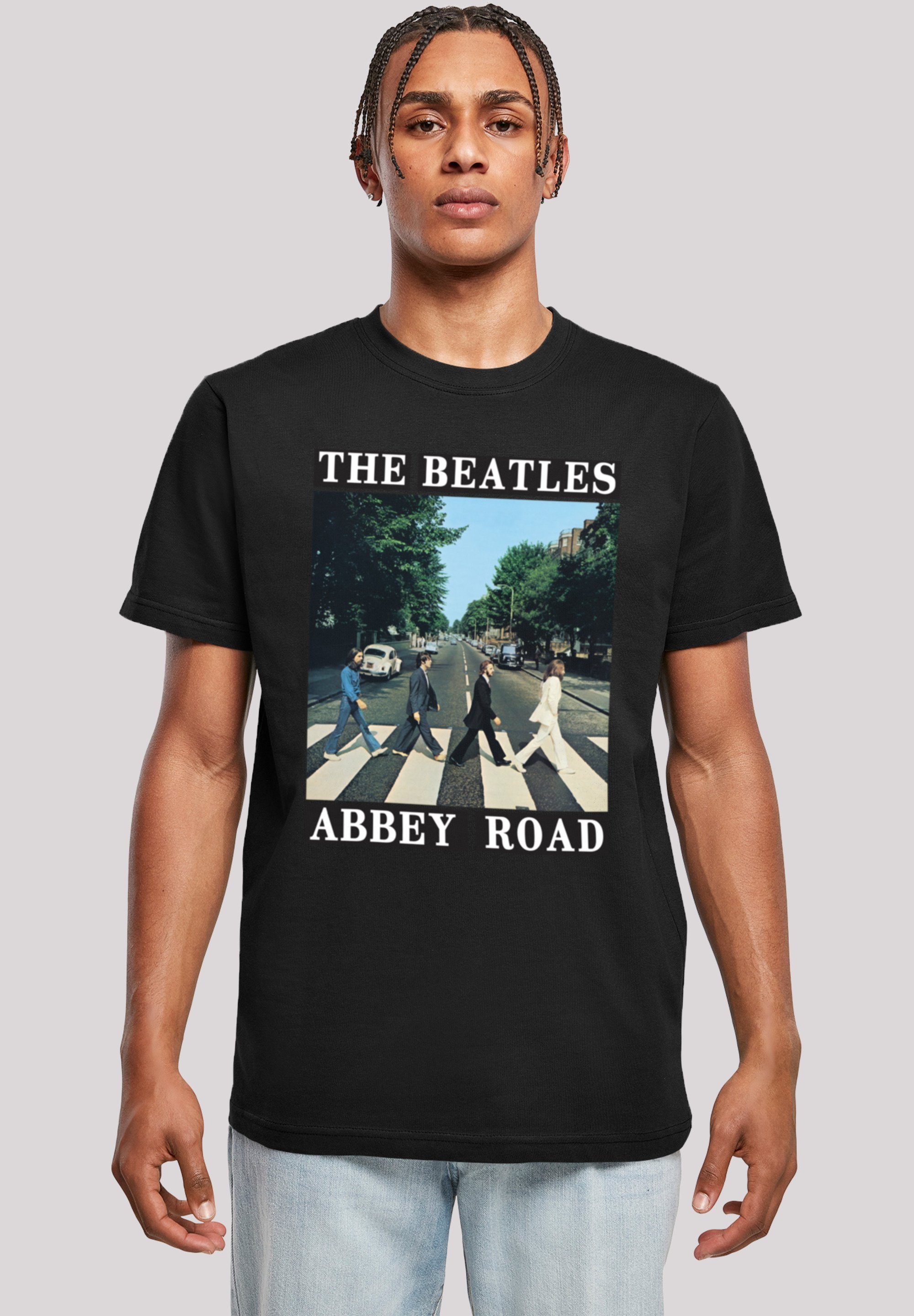 The Sehr Tragekomfort Print, Band F4NT4STIC hohem Road Baumwollstoff weicher T-Shirt Abbey mit Beatles