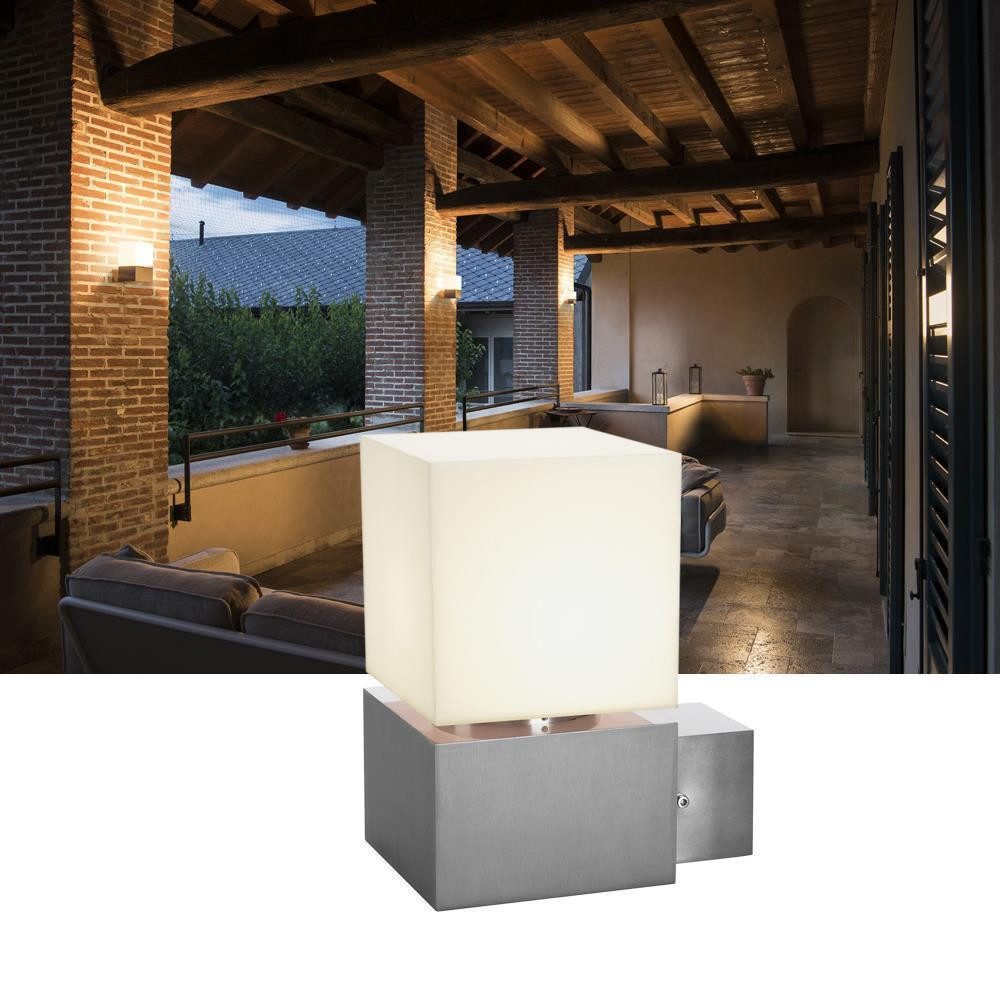SLV Außen-Wandleuchte Square Wall, E27, Outdoor Wandleuchte, alu gebürstet, max. 20W, IP44