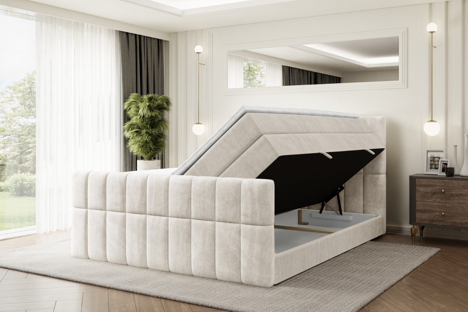 ALTDECOR Boxspringbett MIAMI-Z KING (Multipocket-Matratze H4, H3 Matratze Bonellfederung, Topper, Kopfteil), Doppelbett mit Fußteil