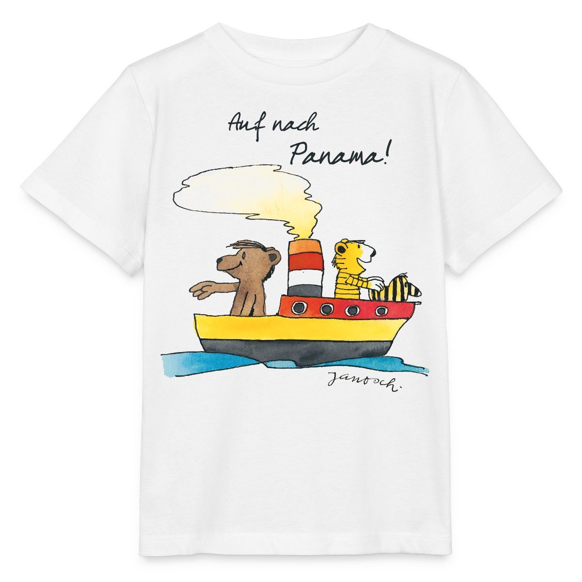 Spreadshirt T-Shirt Janosch Tiger Und Bär Auf Nach Panama Kinder Basic T-Shirt (1-tlg)
