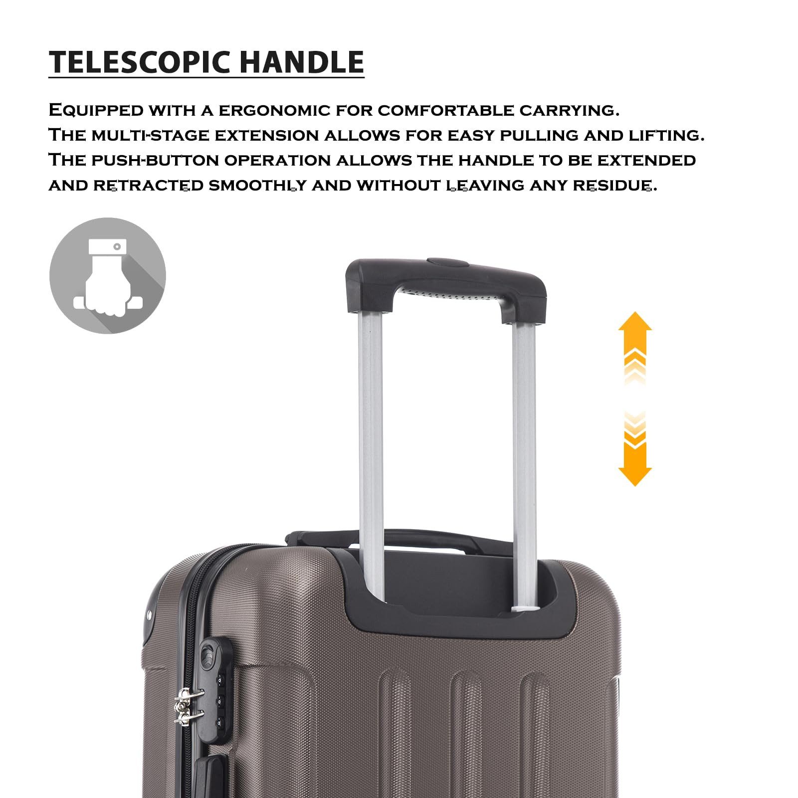YONSLY Kofferset Reisekoffer Trolley Rollkoffer Handgepäck Hartschalenkoffer Größen-Set, 4 Rollen, (4er Set, 4 tlg., Größen S, M, L & XL), ABS und Aluminium, Za – Bild 5 von 5