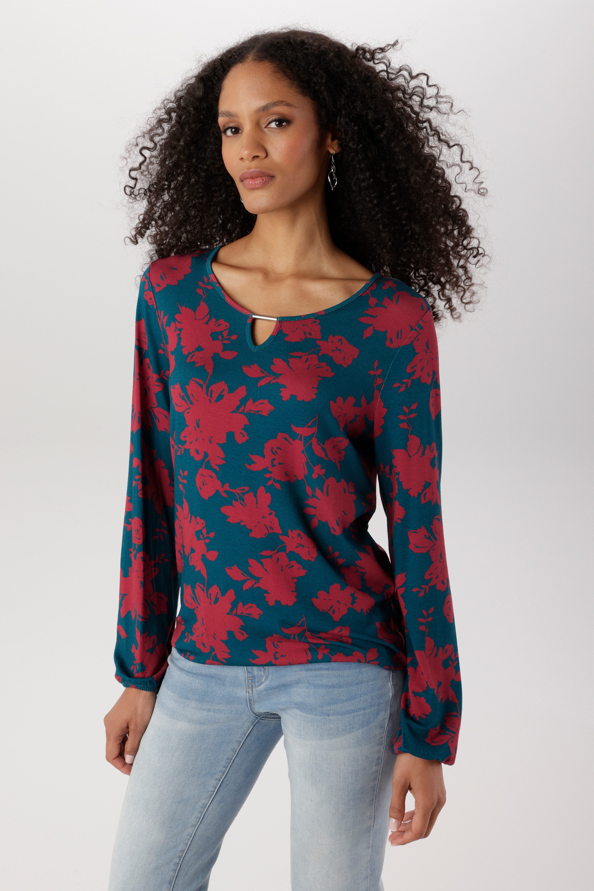 Aniston SELECTED Langarmshirt mit Cut-out und malerischen, floralem Druck - NEUE KOLLEKTION. € 29,99, (€ 29,99 pro 1 Stk).