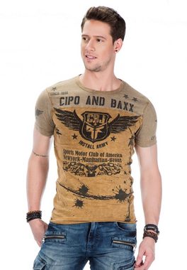 Cipo & Baxx T-Shirt mit lässigem Biker-Print