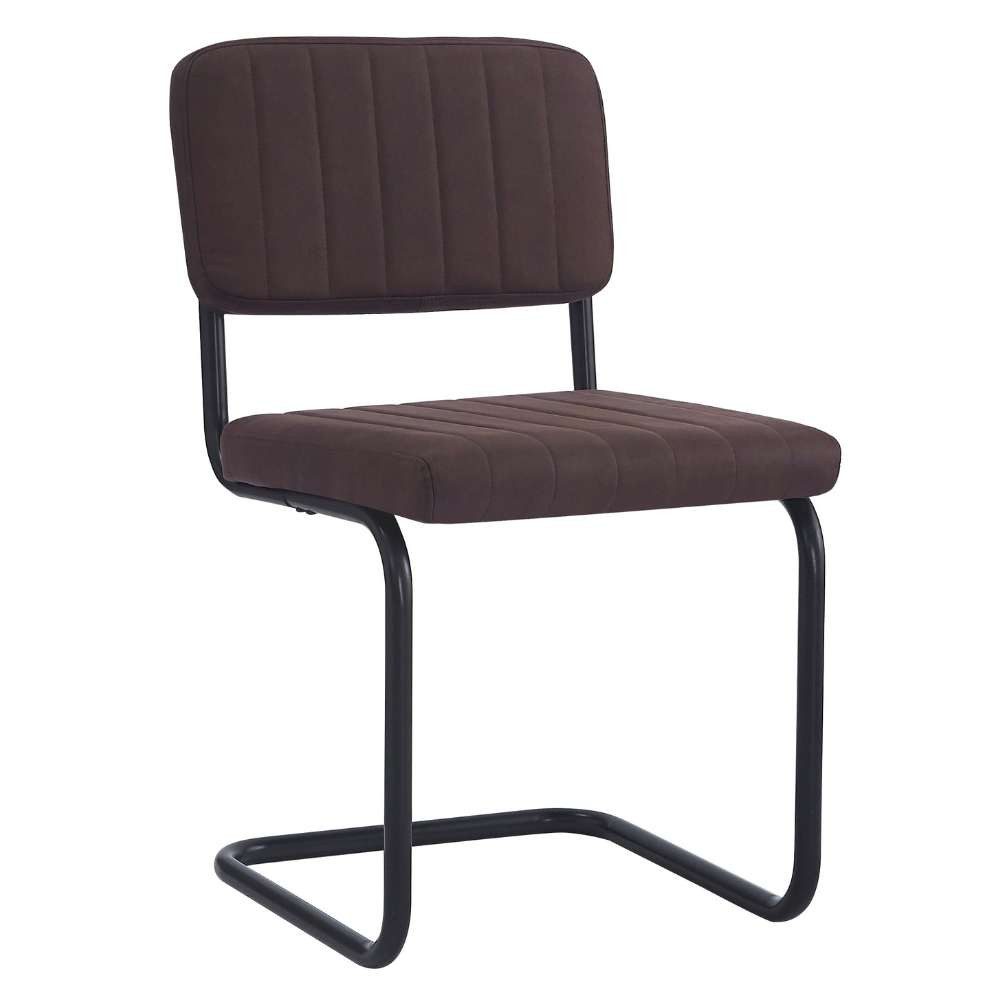 Stuhl Klassiker Freischwinger LIBERA vintage-brau Mikrofaser Metallgestell