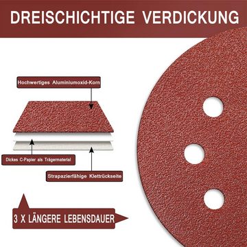 Avisto Schleifpapier Klettschleifpapier ø 125mm Schleifblatt-Set für Exzenterschleifer, (200 St., 60-220 Körnung, 60/80/120/150/220), Entfernung von Metallfarbe, Poliertem Holz