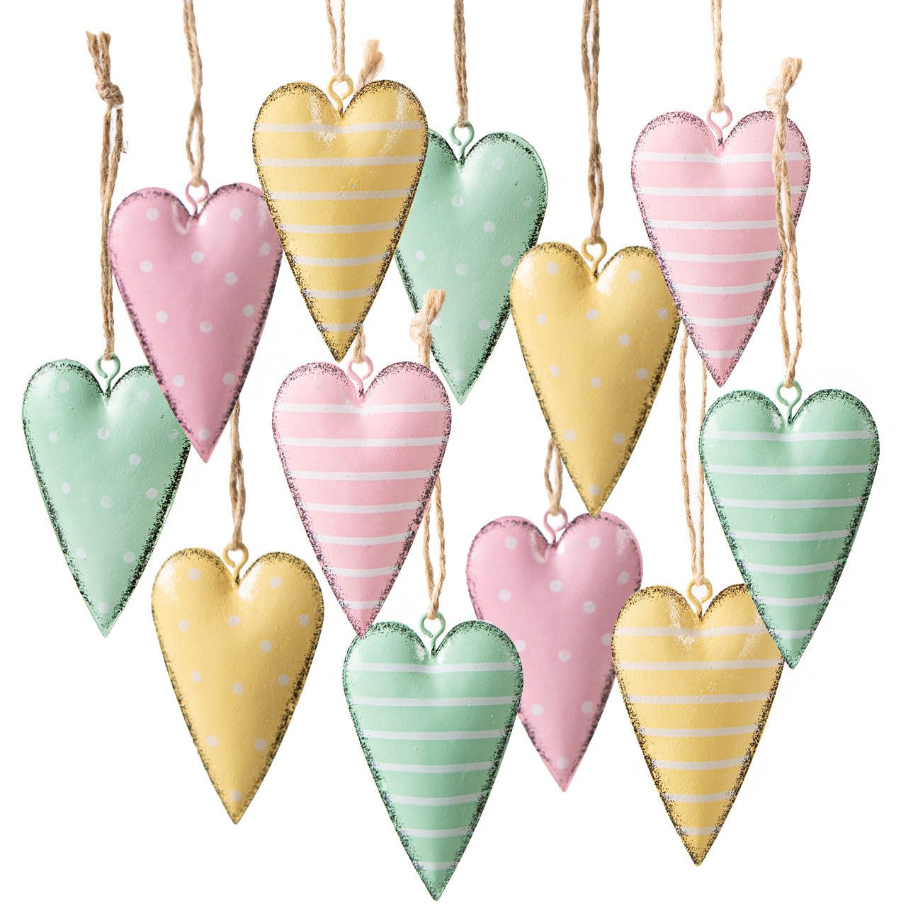 Logbuch-Verlag Dekofigur Bunte Herzen Anhänger aus Metall mit Schnur – 7 cm Geschenkanhänger