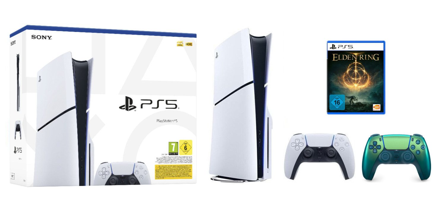Playstation PS5 Disk Slim inkl. Elden Ring & 2. Controller Chroma Teal (Konsolen-Bundle, inkl. Elden Ring)