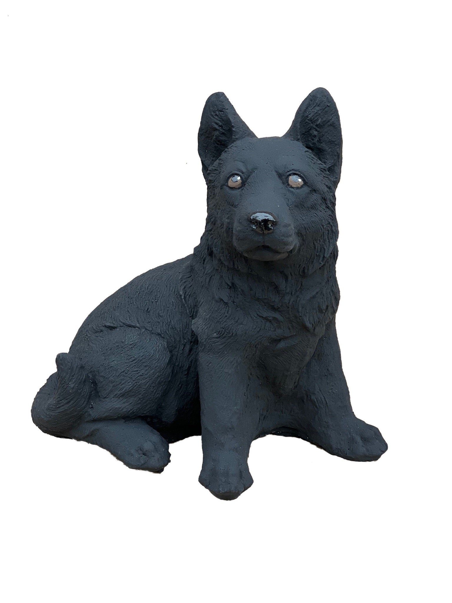 Stone and Style Gartenfigur Frostfeste Steinfigur Schäferhund klein schwarz