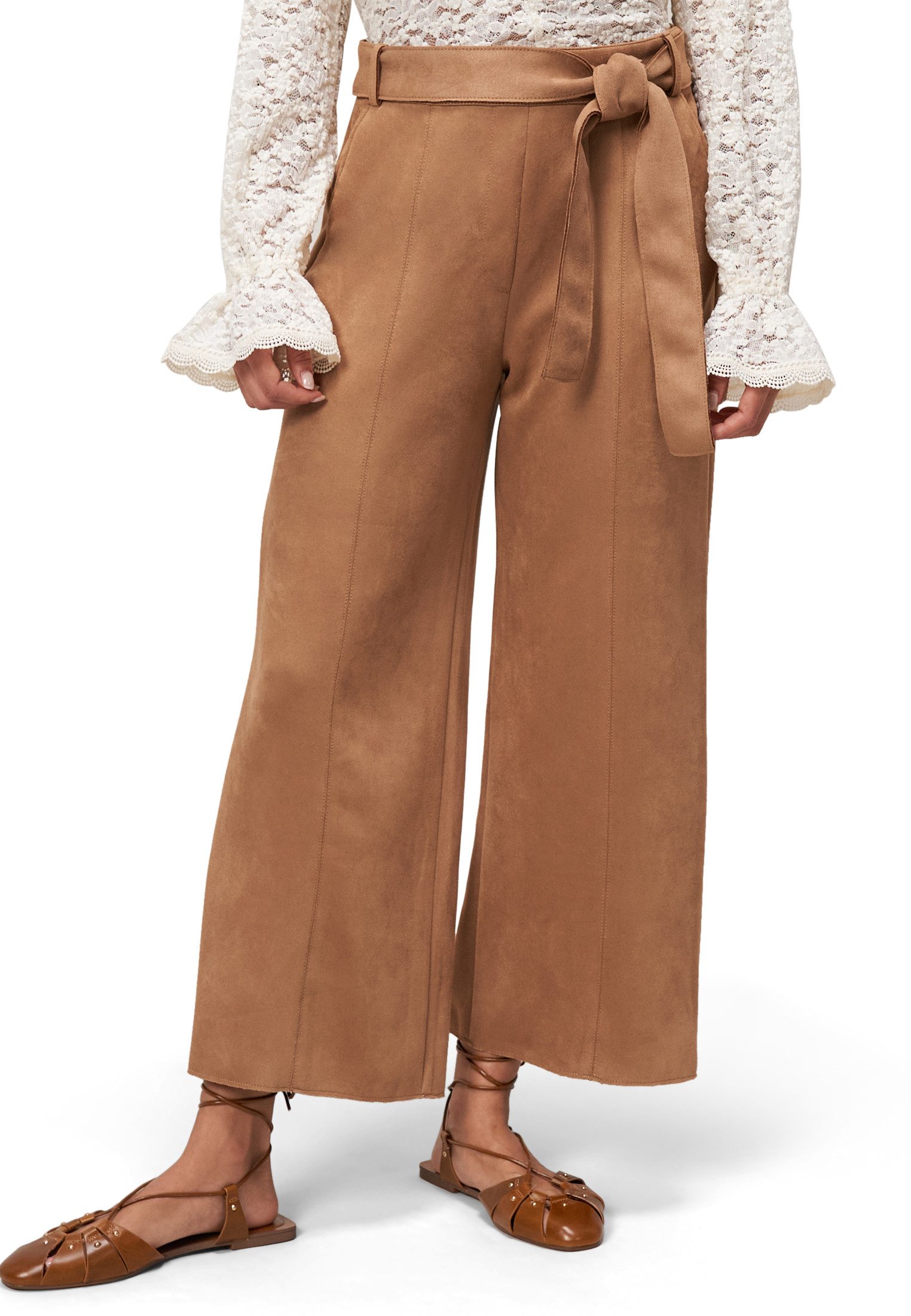 Zero Stoffhose Damen Hose in Wildlederoptik 26 Inch Gürtel