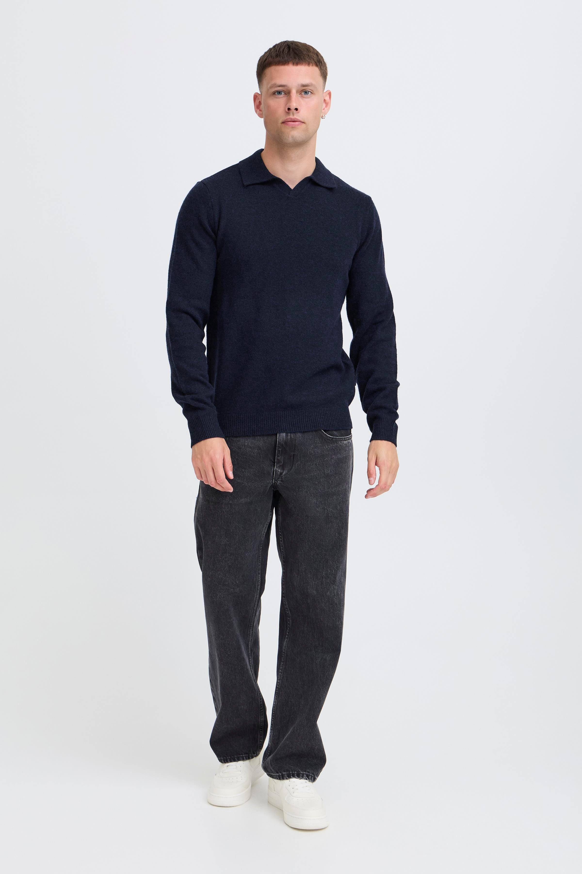 Blend Polokragenpullover BHBRANKO POLO SPLITN. aus Wolle und Nylon, Regular Fit, hüftlange Schnittform