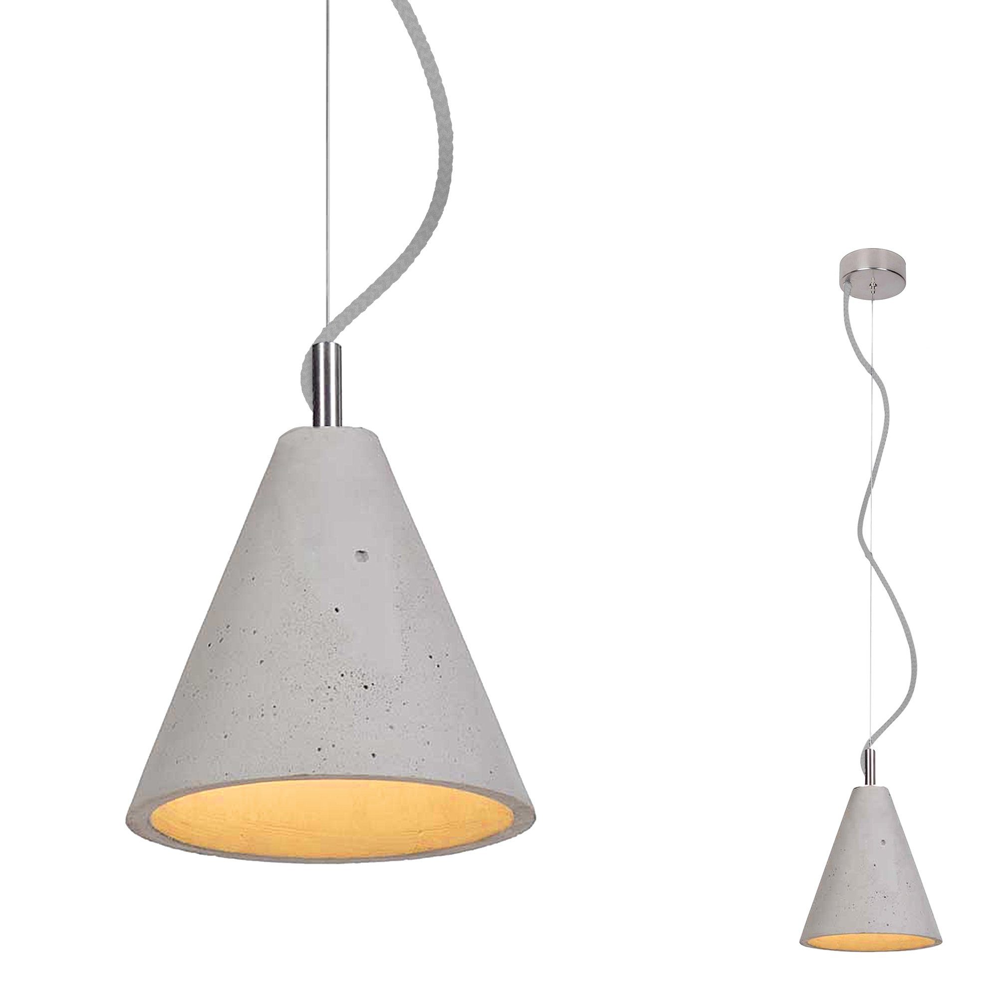 SSC-LUXon LED-Hängeleuchte Beton Pendelleuchte LEA mit Edelstahl Elementen mit LED E27 warmweiss, Warmweiß