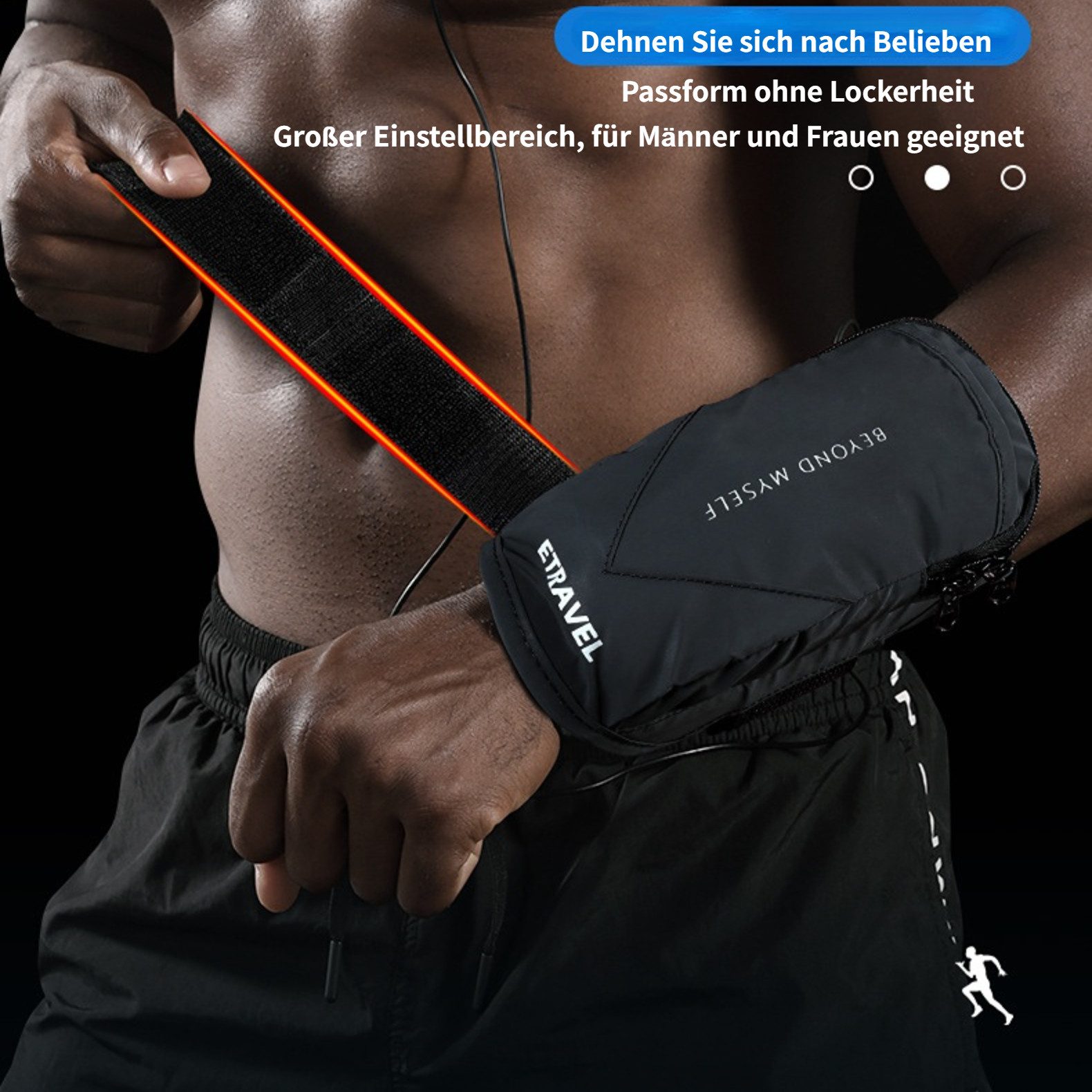 Blusmart Sporttasche Laufsport Fitness Armtasche (Multifunktional, leicht, wasserdicht, schweißfest, nachtreflektierend, Kompatibel mit Mobiltelefonen unter 7,2 Zoll), Unisex!