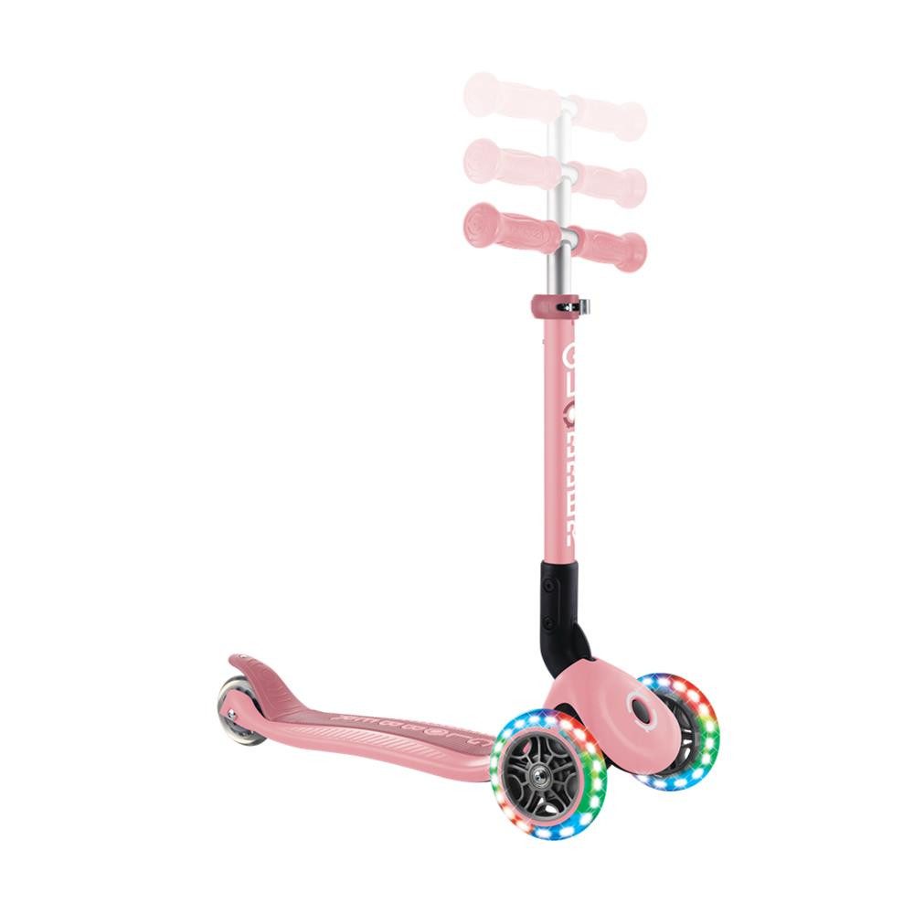 Globber Tretroller Junior Foldable Lights Kinderroller 3-rädriger Scooter, Lernfreundliches Lenksystem, Leuchtende LED-Rollen