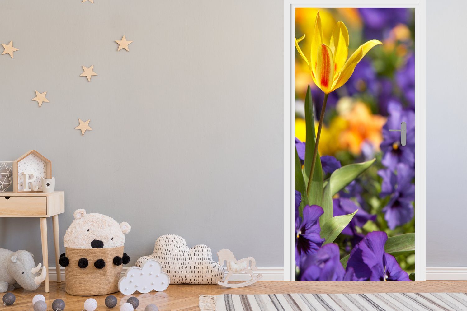 (1 - 75x205 Farben, bedruckt, Türtapete MuchoWow cm Frühling - Blumen Matt, Fototapete für Tür, St), Türaufkleber,